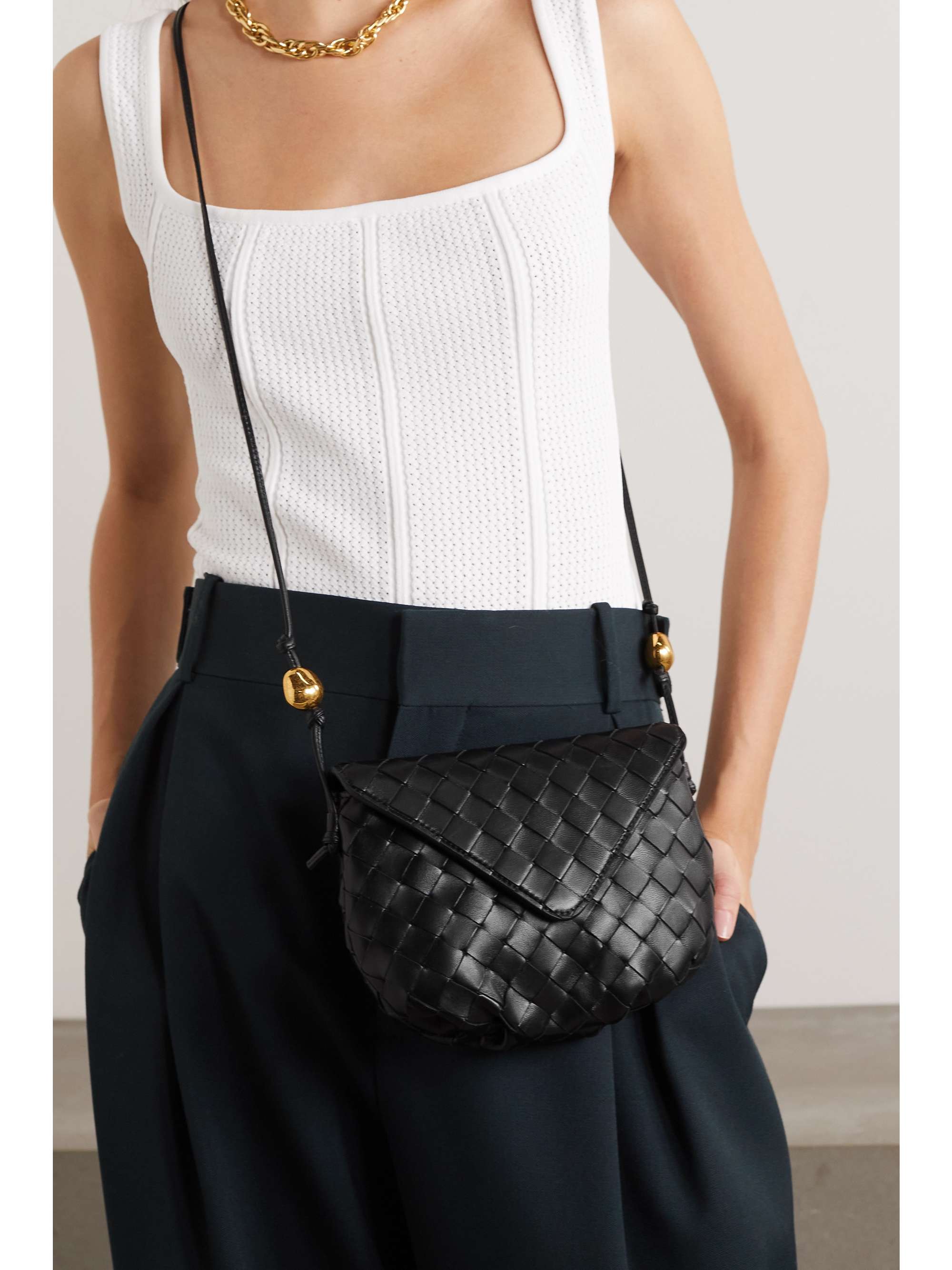 BOTTEGA VENETA Saddle mini intrecciato leather shoulder bag