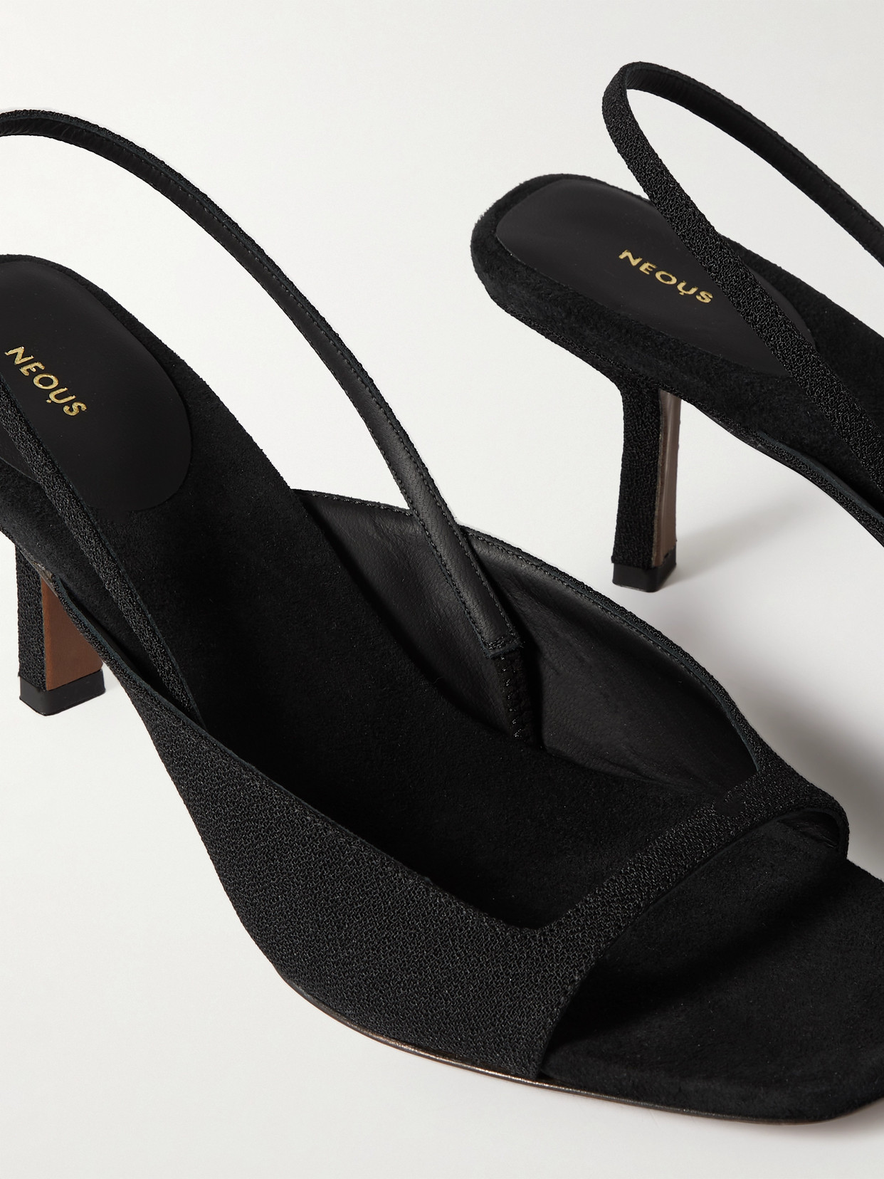 Shop Neous Kamui Suede Slingback Sandals In Black