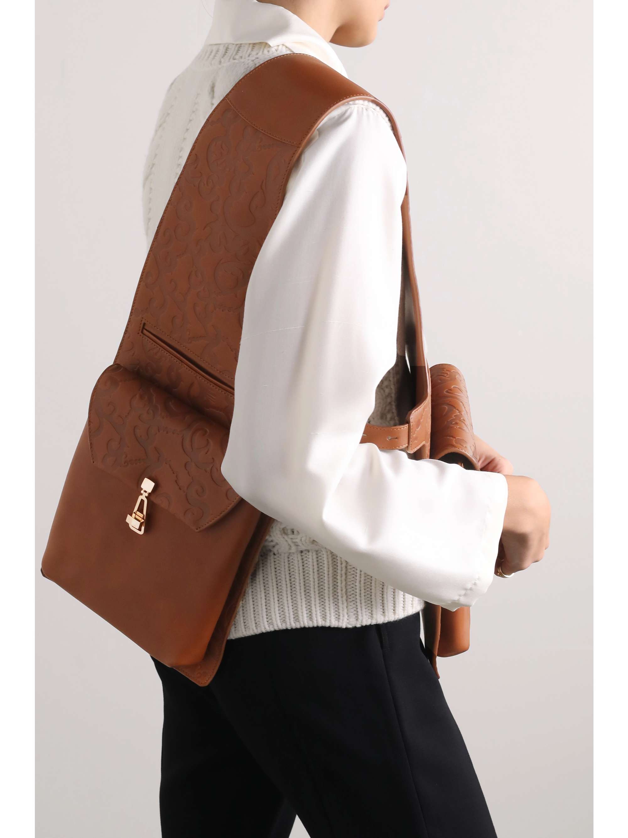 GABRIELA HEARST Saddle embossed leather shoulder bag