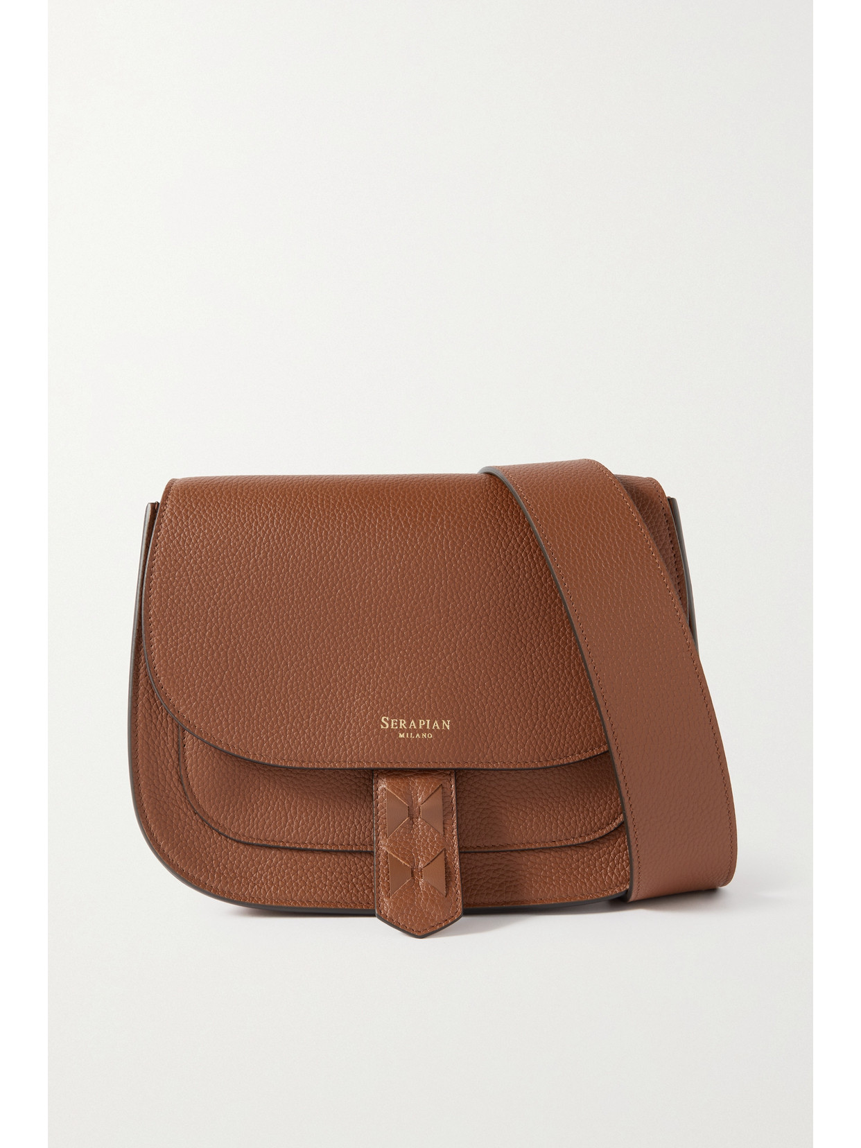 Serapian - Luna Textured-leather Shoulder Bag - Brown