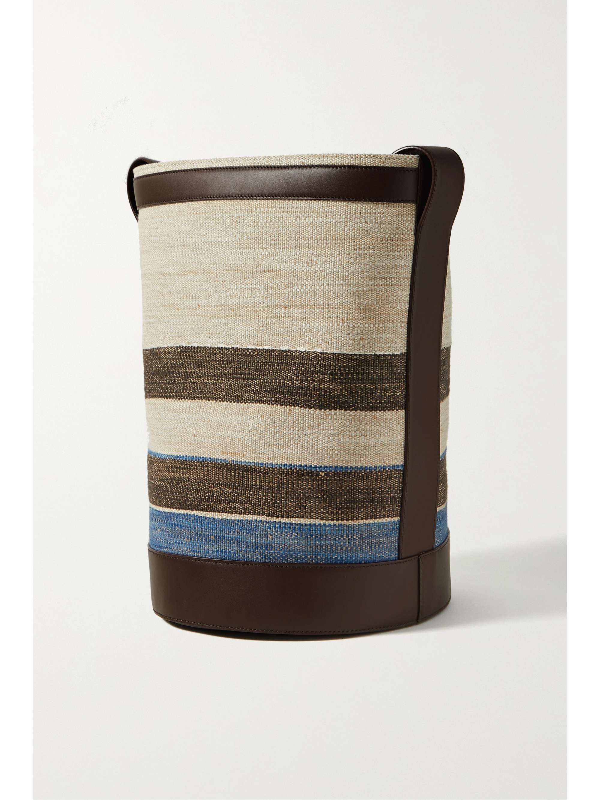 LORO PIANA Daydream leather-trimmed striped canvas bucket bag