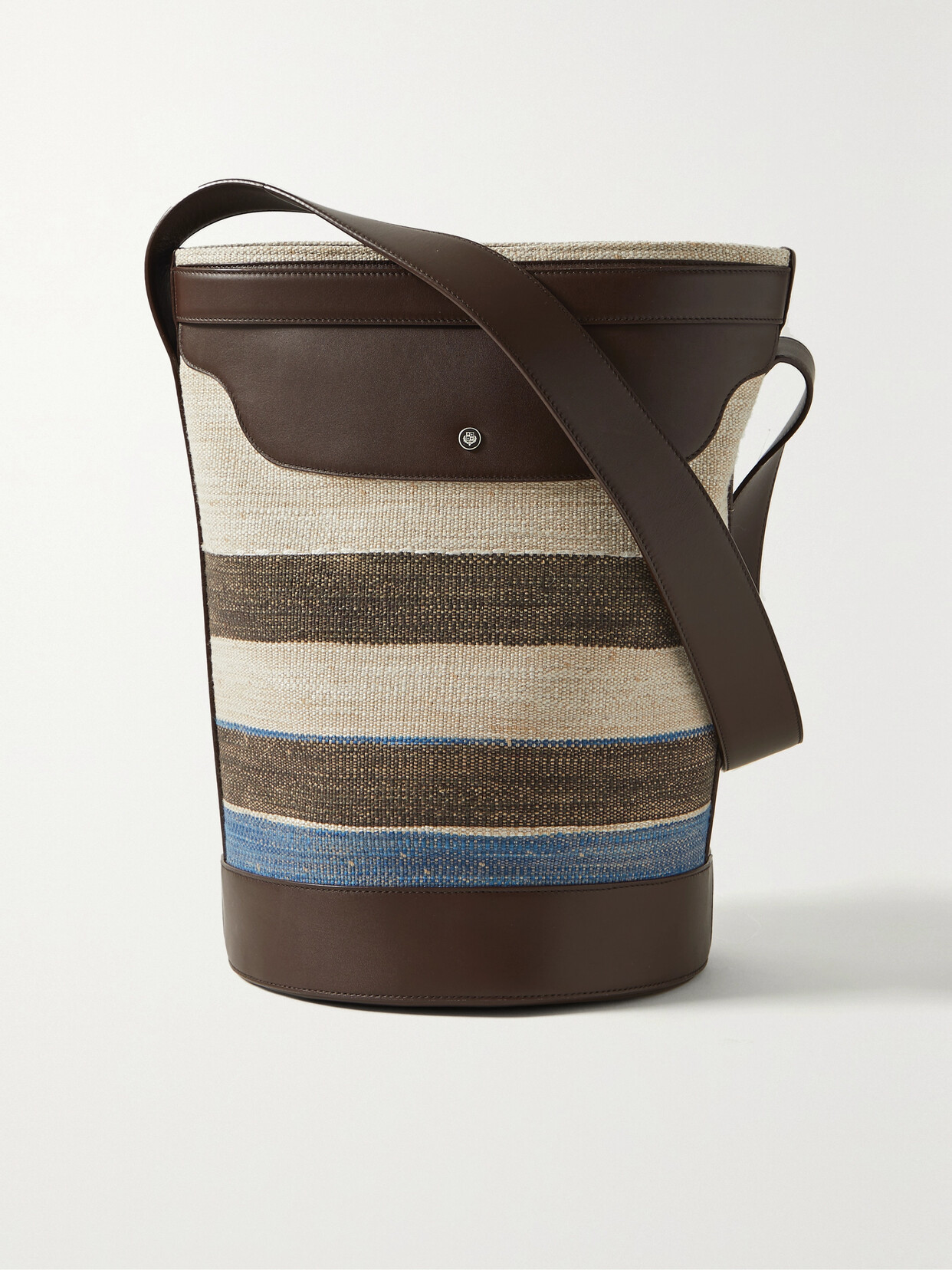Loro Piana Daydream Leather-trimmed Striped Canvas Bucket Bag