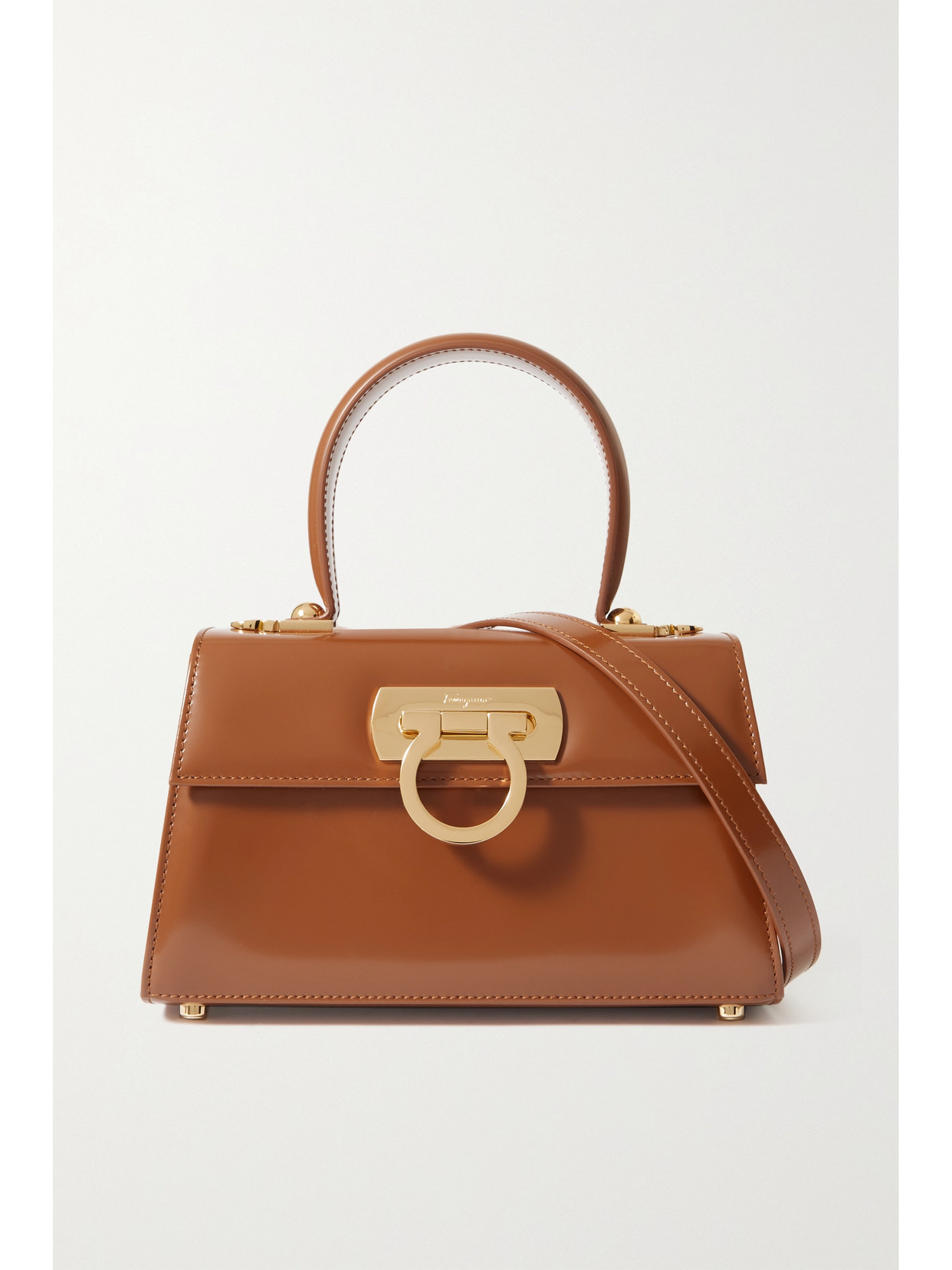 Ferragamo - Iconic Mini Leather Shoulder Bag - Brown