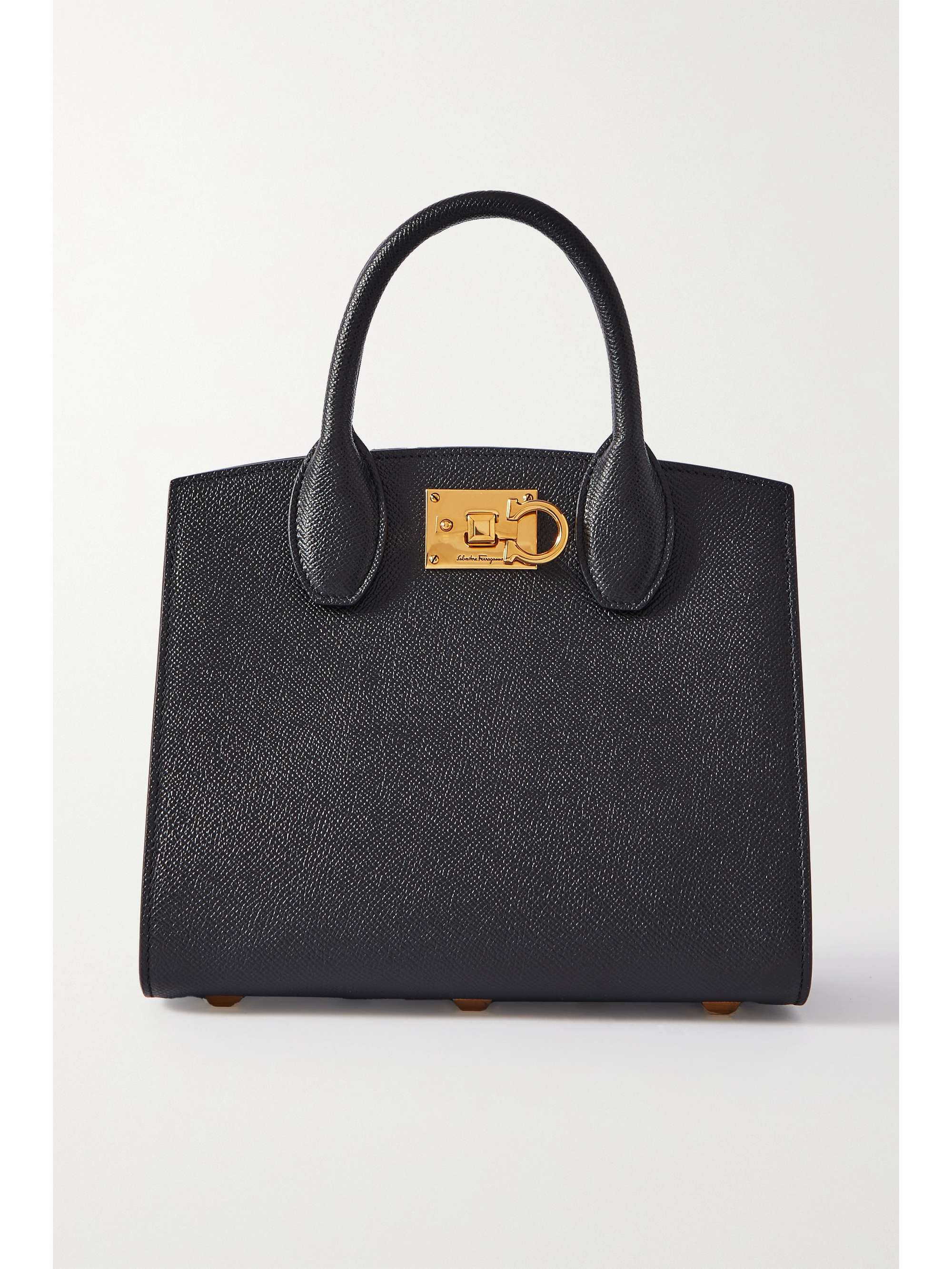 Black The Studio Box textured-leather tote | SALVATORE FERRAGAMO | NET ...