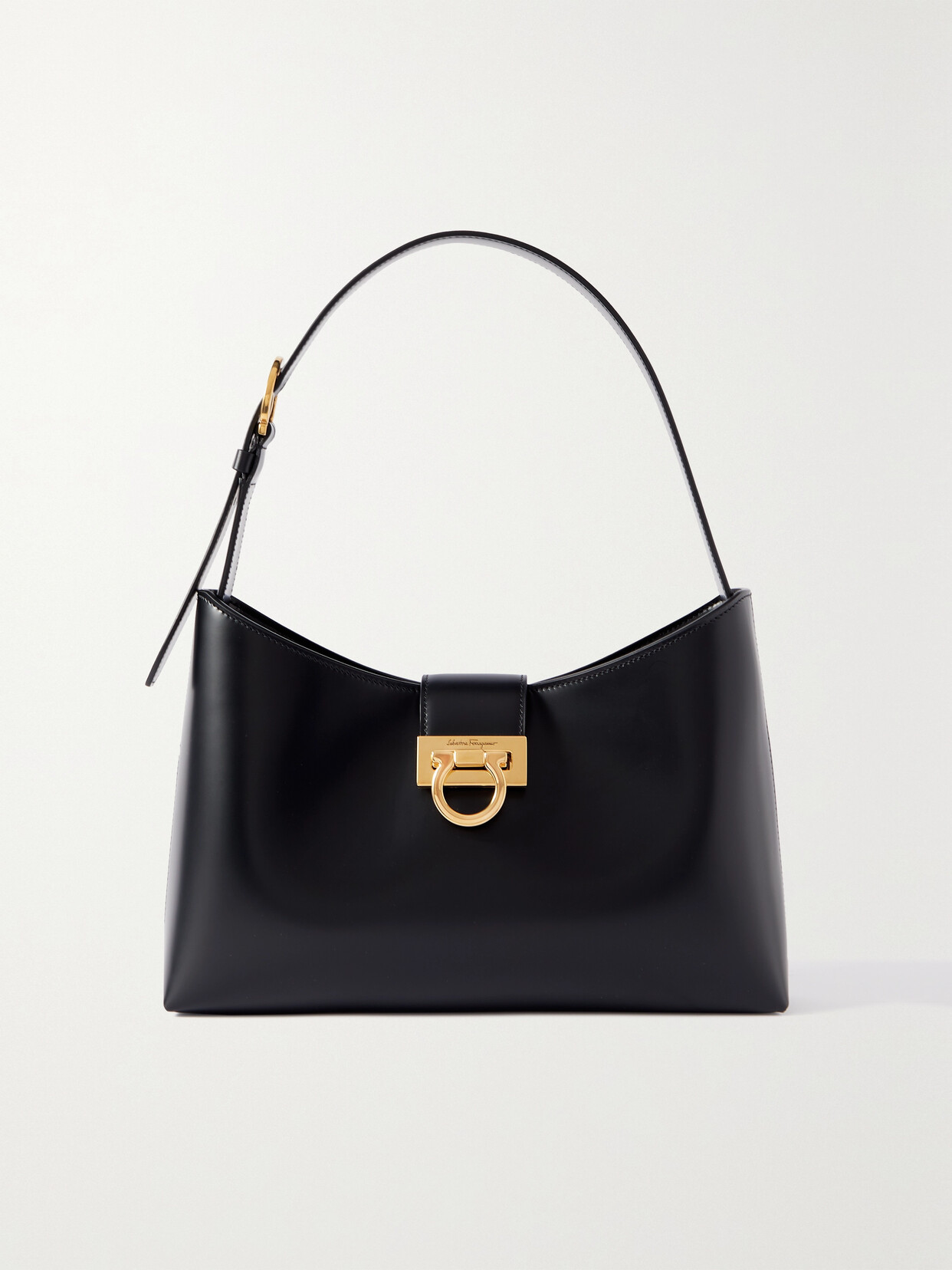 Salvatore Ferragamo Trifolio Large Leather Shoulder Bag In Black | ModeSens