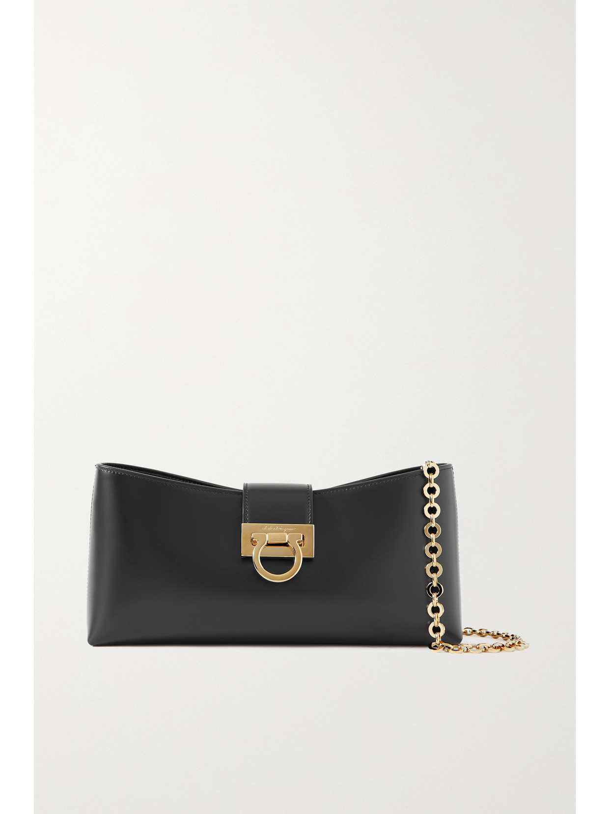 Ferragamo - Trifolio Leather Shoulder Bag - Black