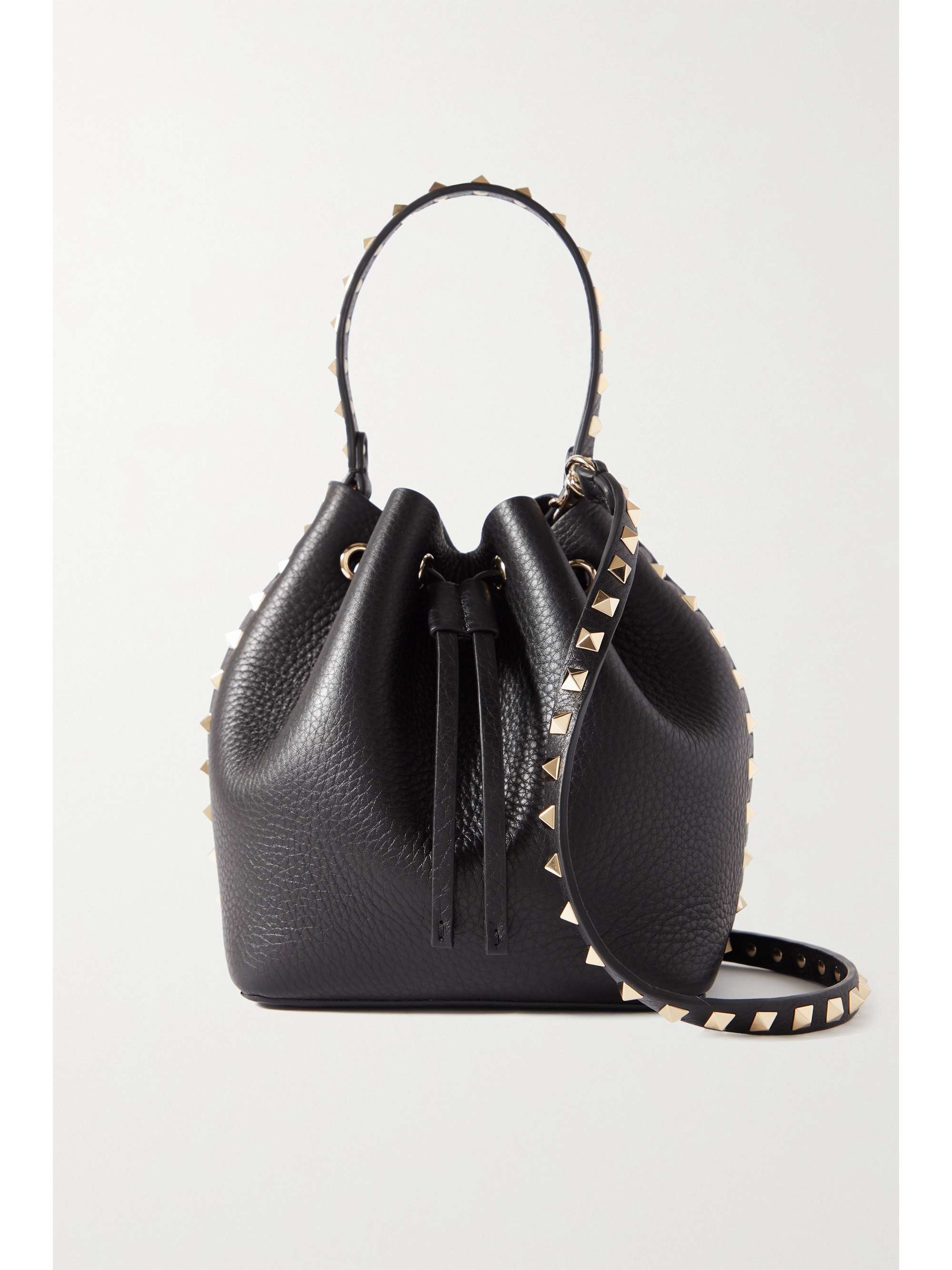 VALENTINO GARAVANI Rockstud textured-leather bucket bag | NET-A-PORTER