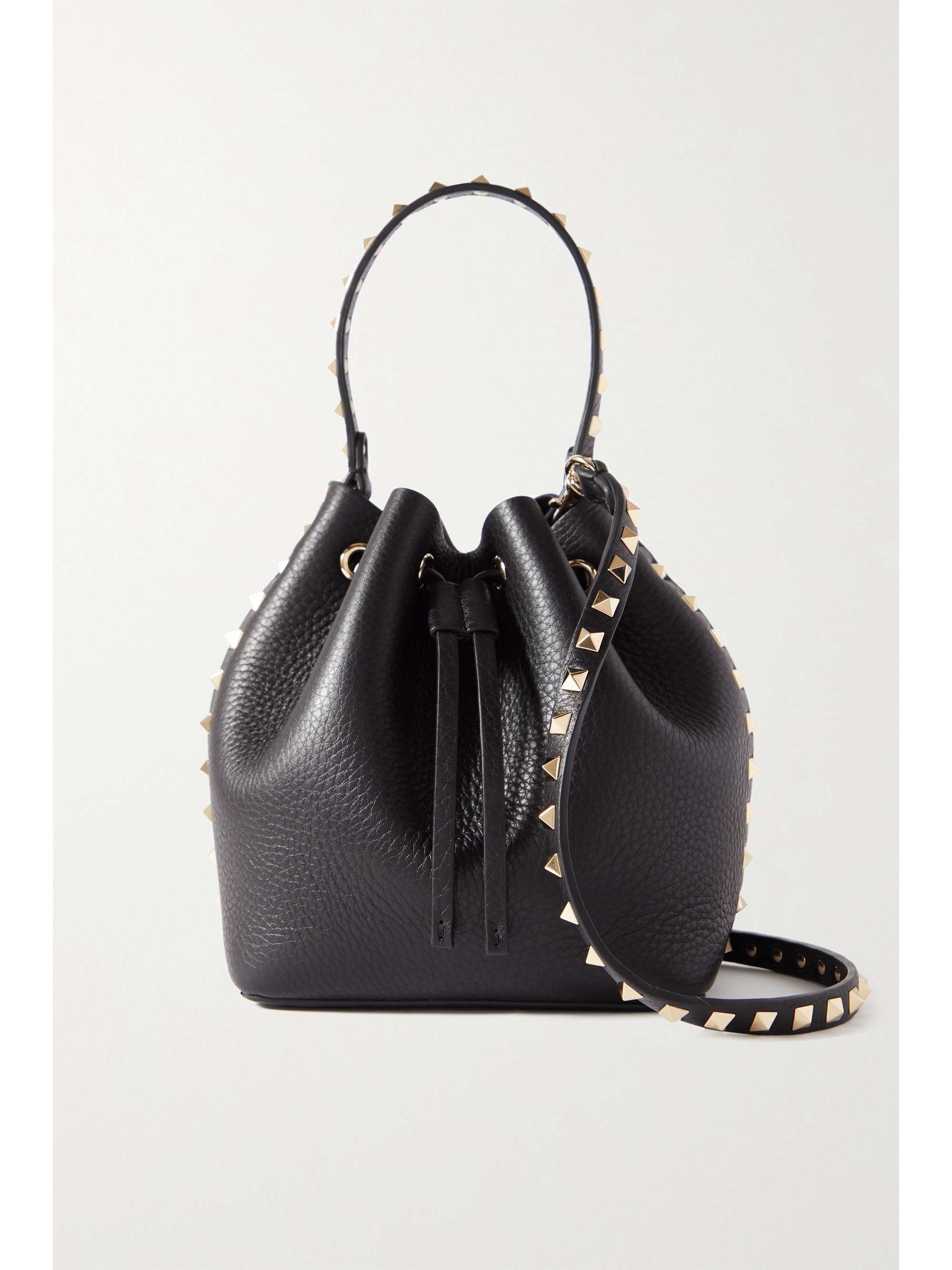 GARAVANI Rockstud textured-leather bucket bag | NET-A-PORTER