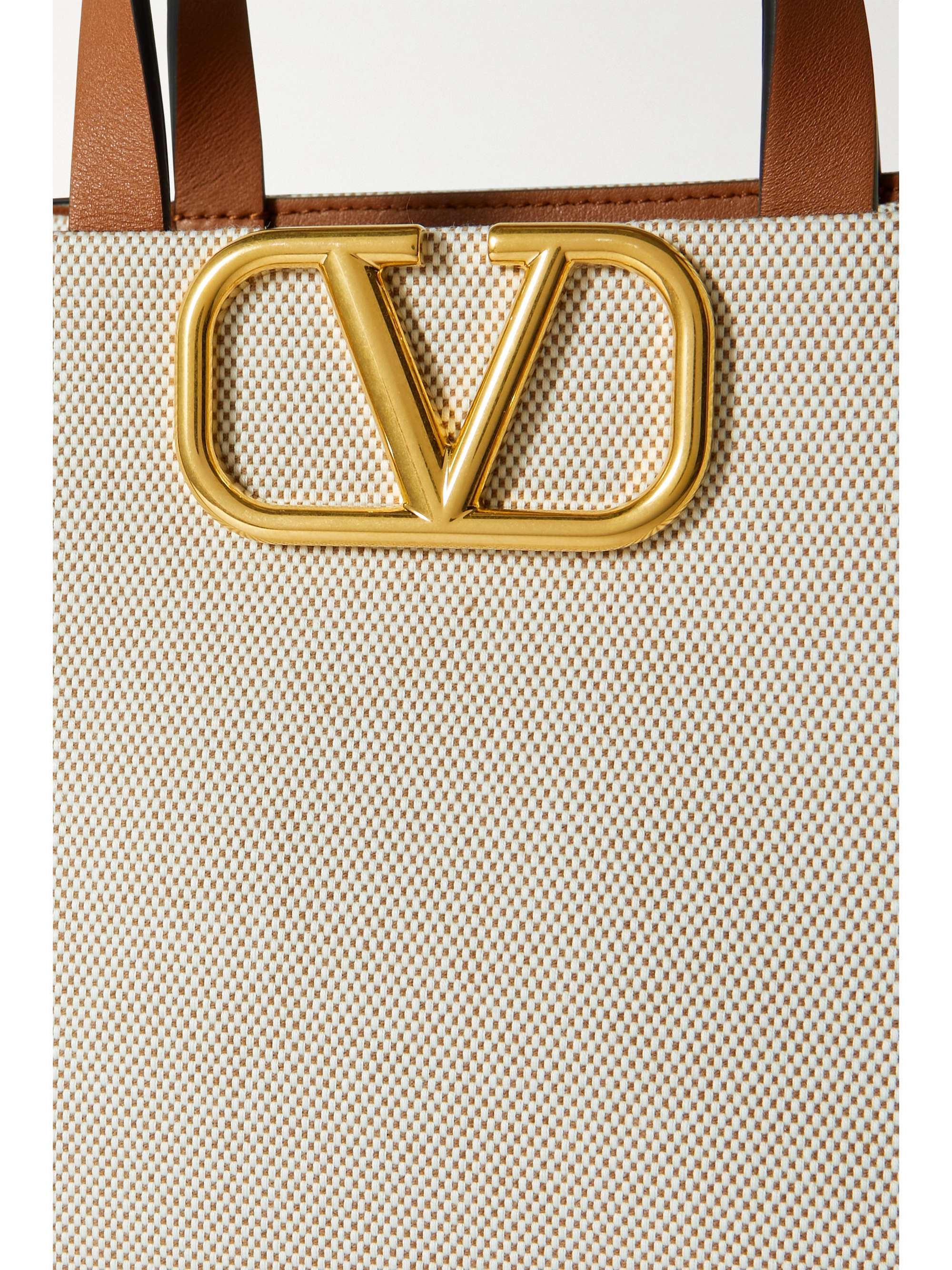 VALENTINO GARAVANI Valentino Garavani VLOGO leather-trimmed canvas shoulder bag