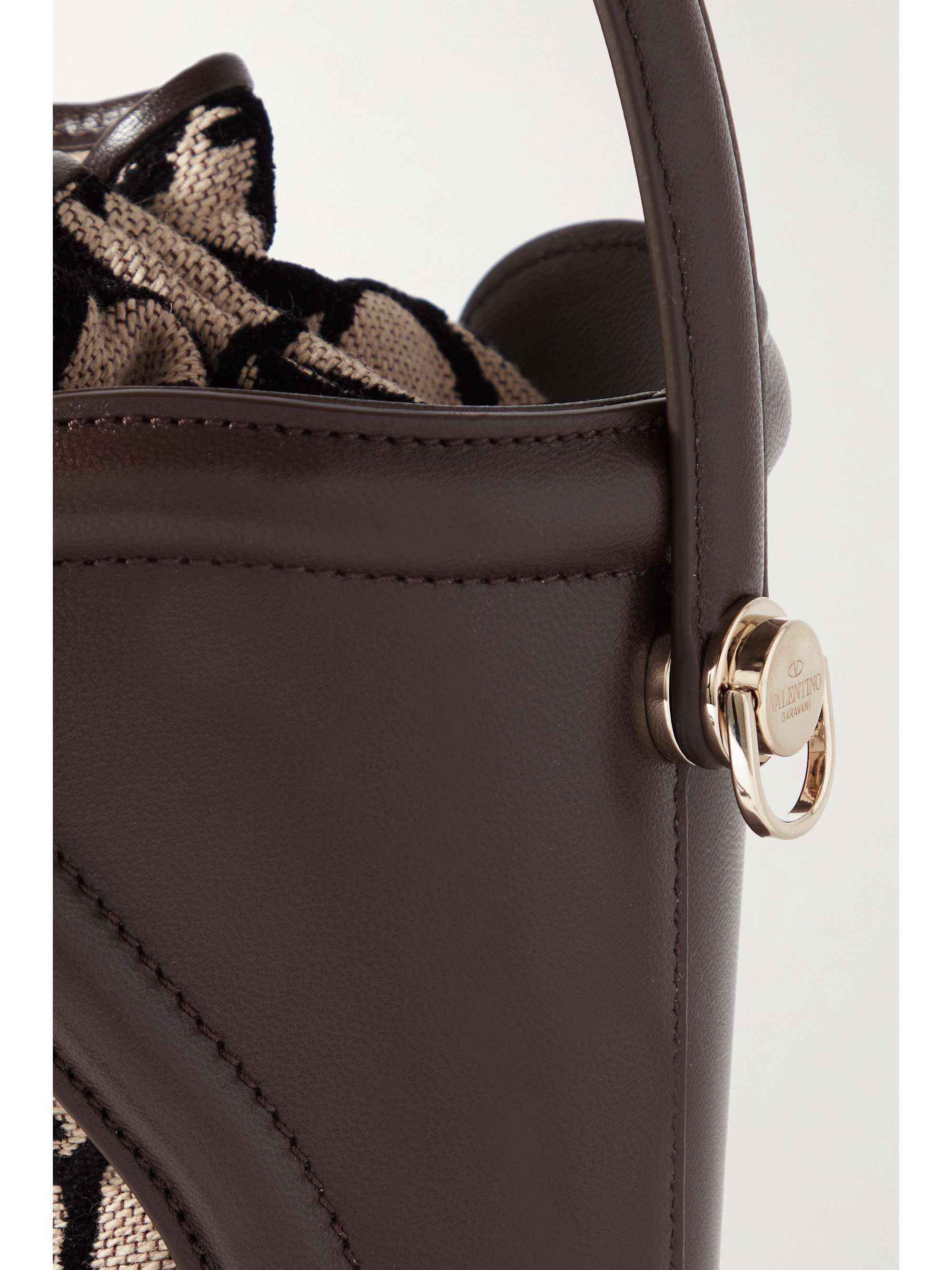 VALENTINO GARAVANI Sculpture leather and logo-jacquard bucket bag