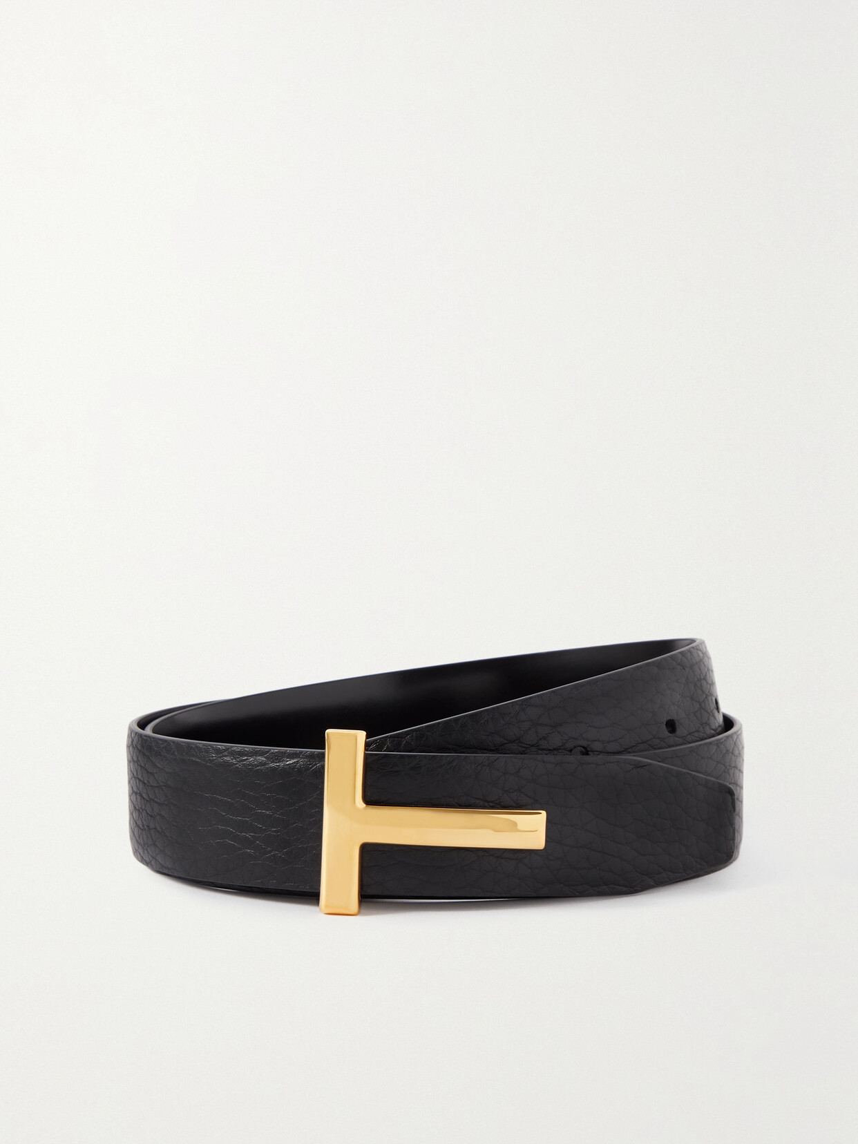 Tom Ford Reversible Leather Belt In Black