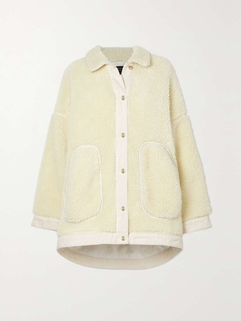 Mother of Pearl + Net Sustain Oversized Recycled Denim-trimmed Organic Cotton-fleece Jacket