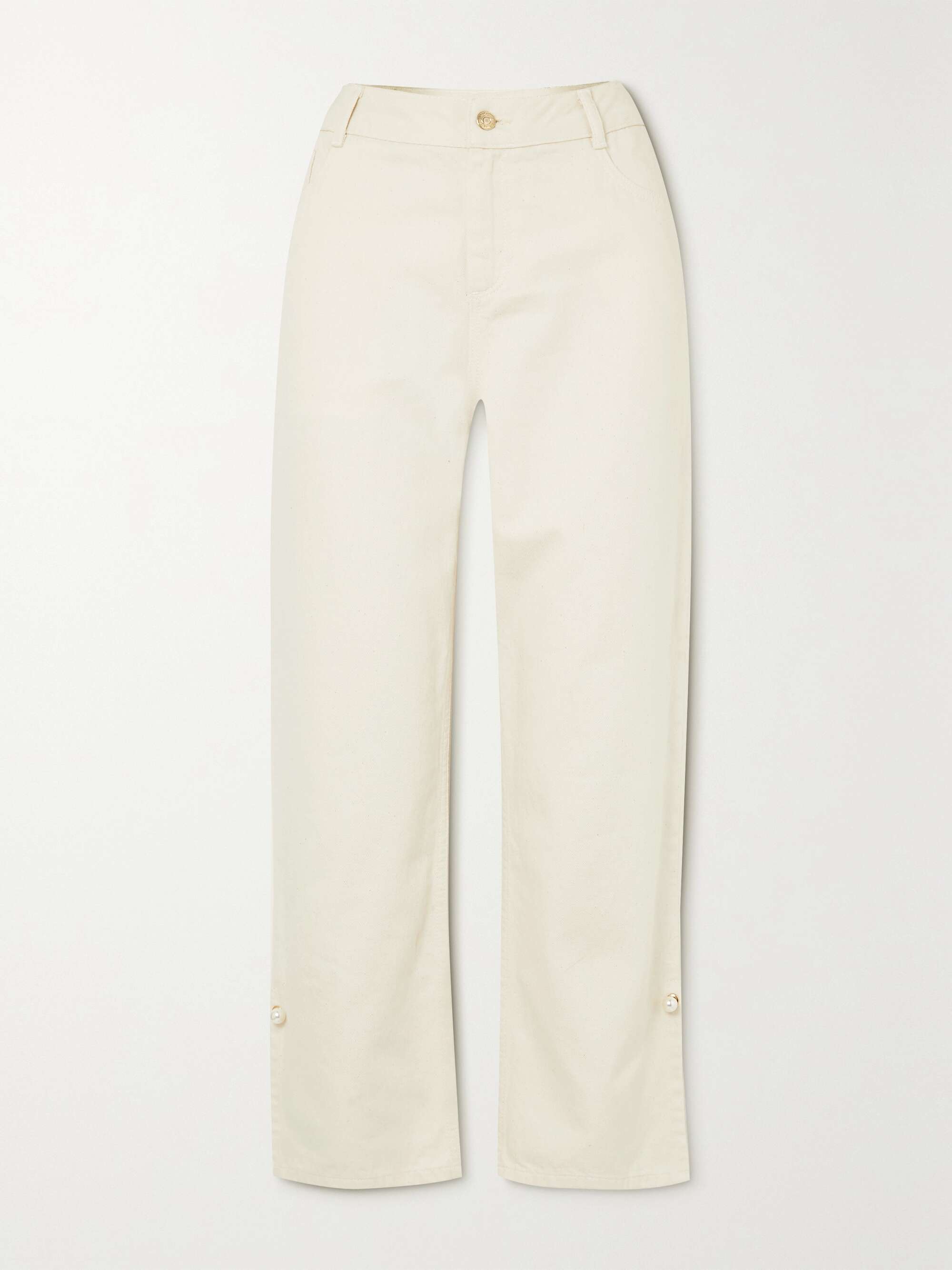 NET SUSTAIN Rita faux pearl embellished organic jeans