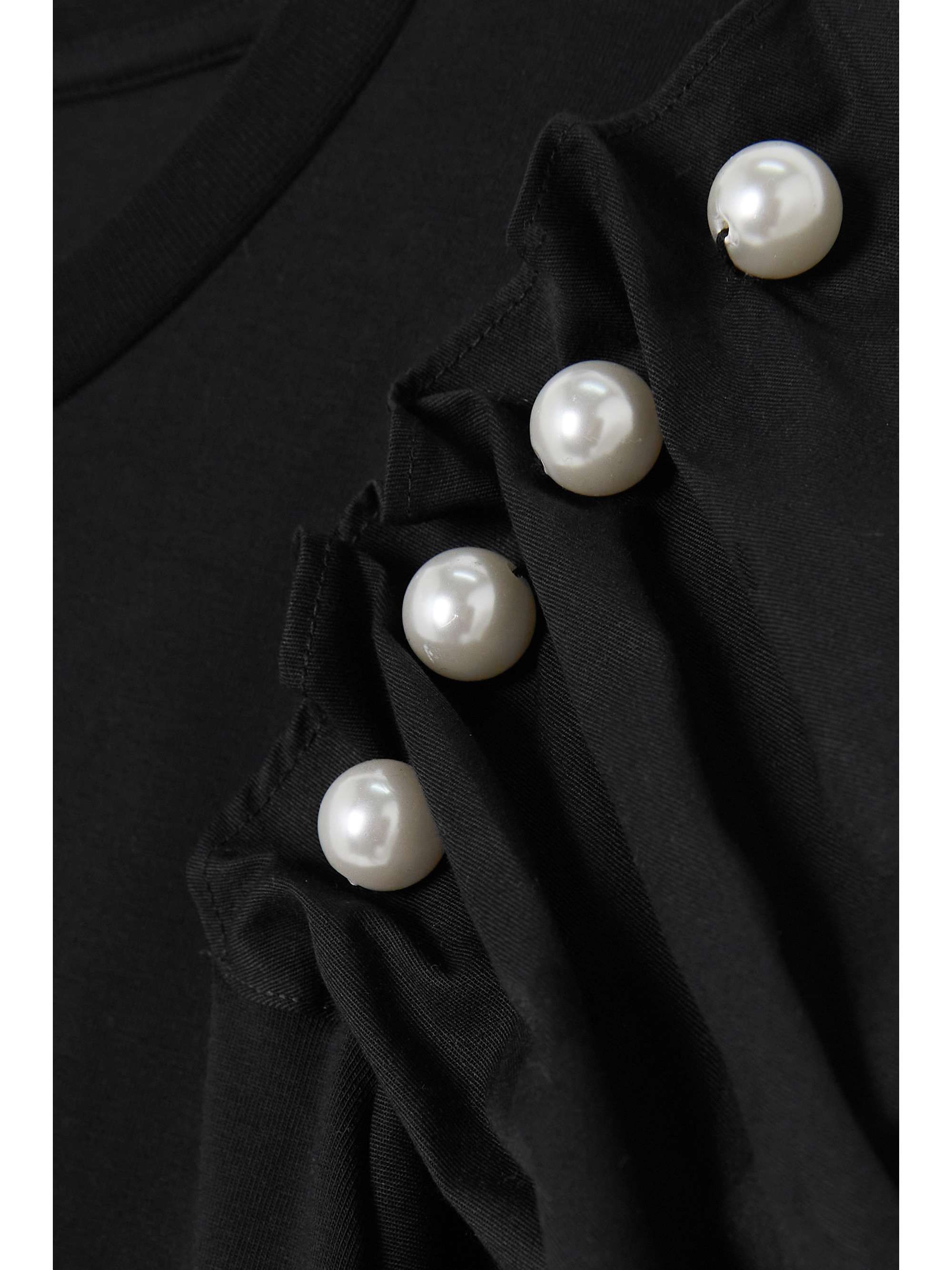 MOTHER OF PEARL + NET SUSTAIN 벨라 인조 진주 장식 스트레치 오가닉 코튼 저지 미디 드레스