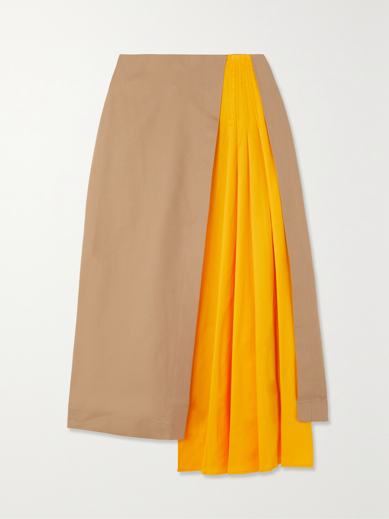 Mother of Pearl - Jude Asymmetric Stretch Tencel™ Lyocell And Organic Cotton-blend Midi Skirt - Brown