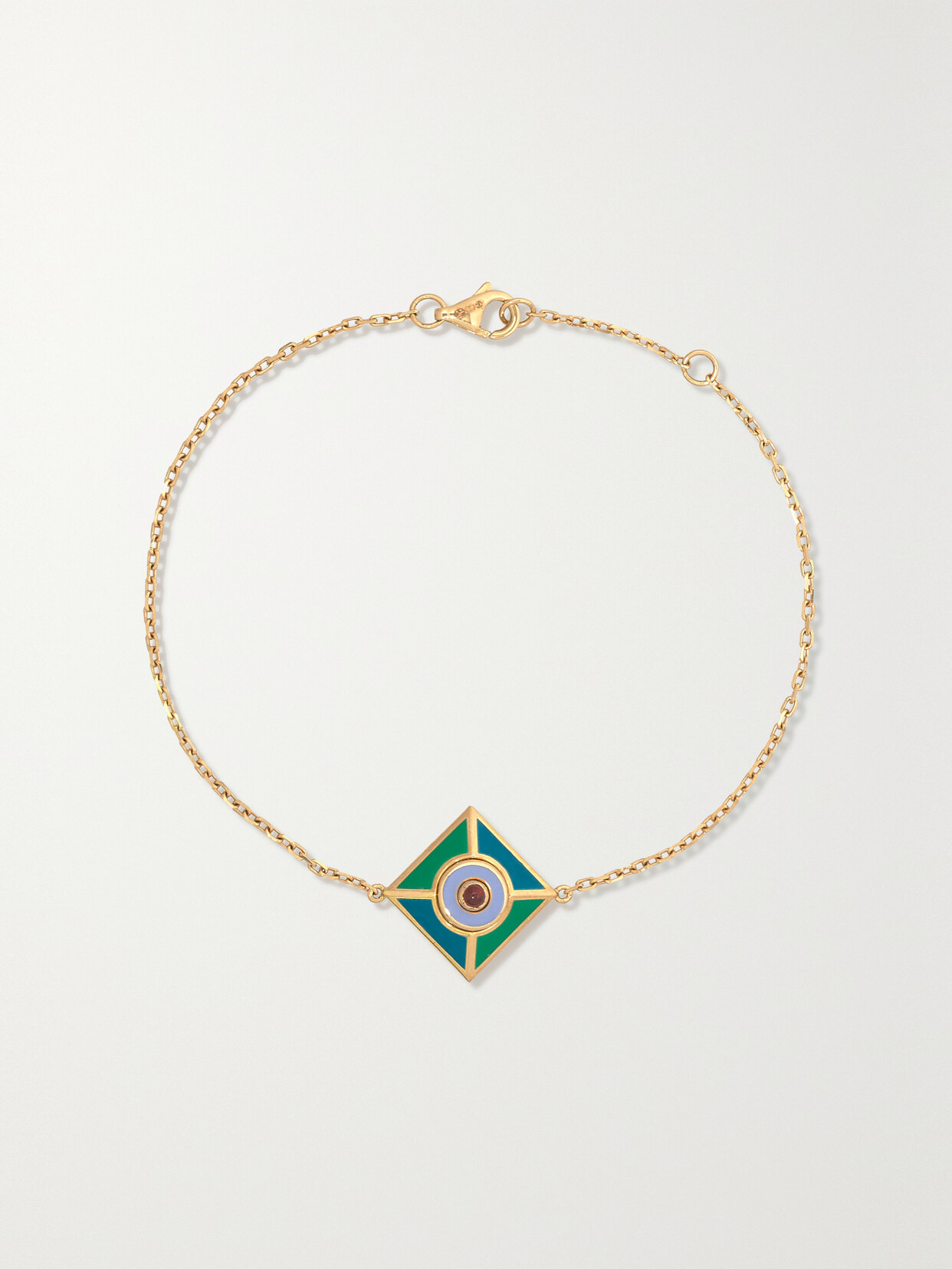Salama Khalfan Calliope Harlequin Star Motif 18-karat Gold, Enamel And Garnet Bracelet - One size