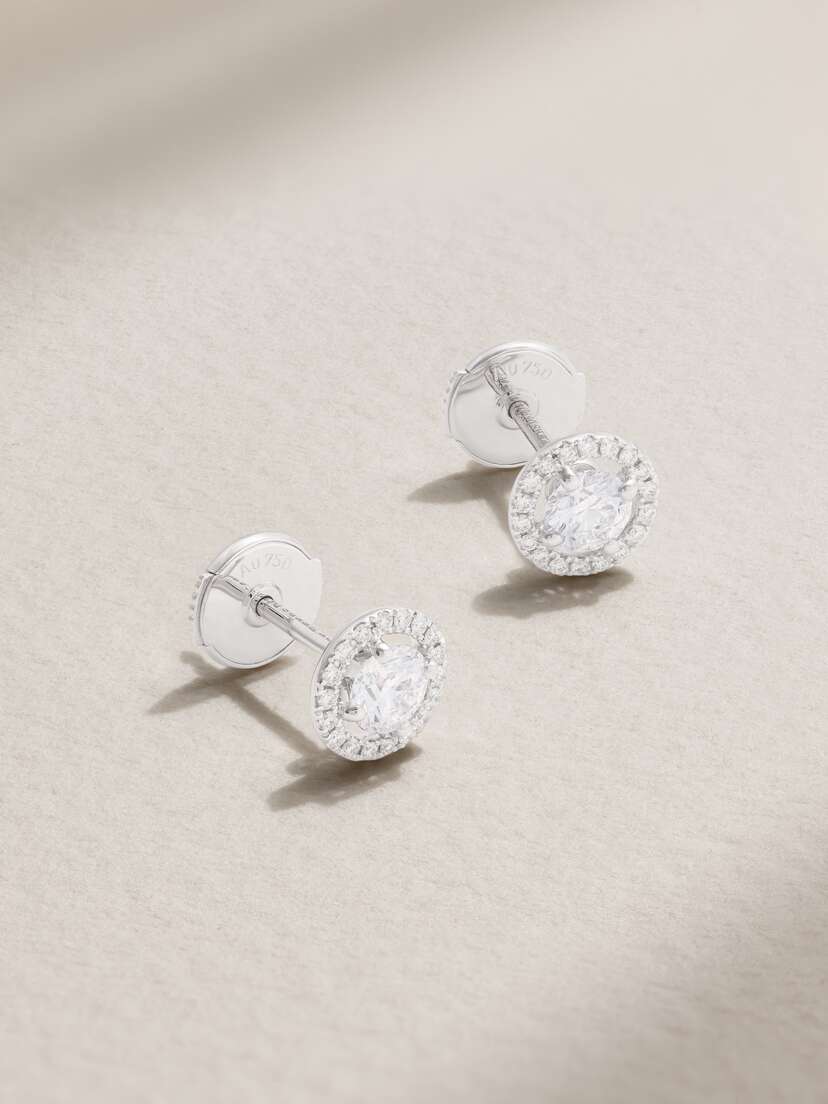 De Beers Aura 18-karat White Gold Diamond Earrings