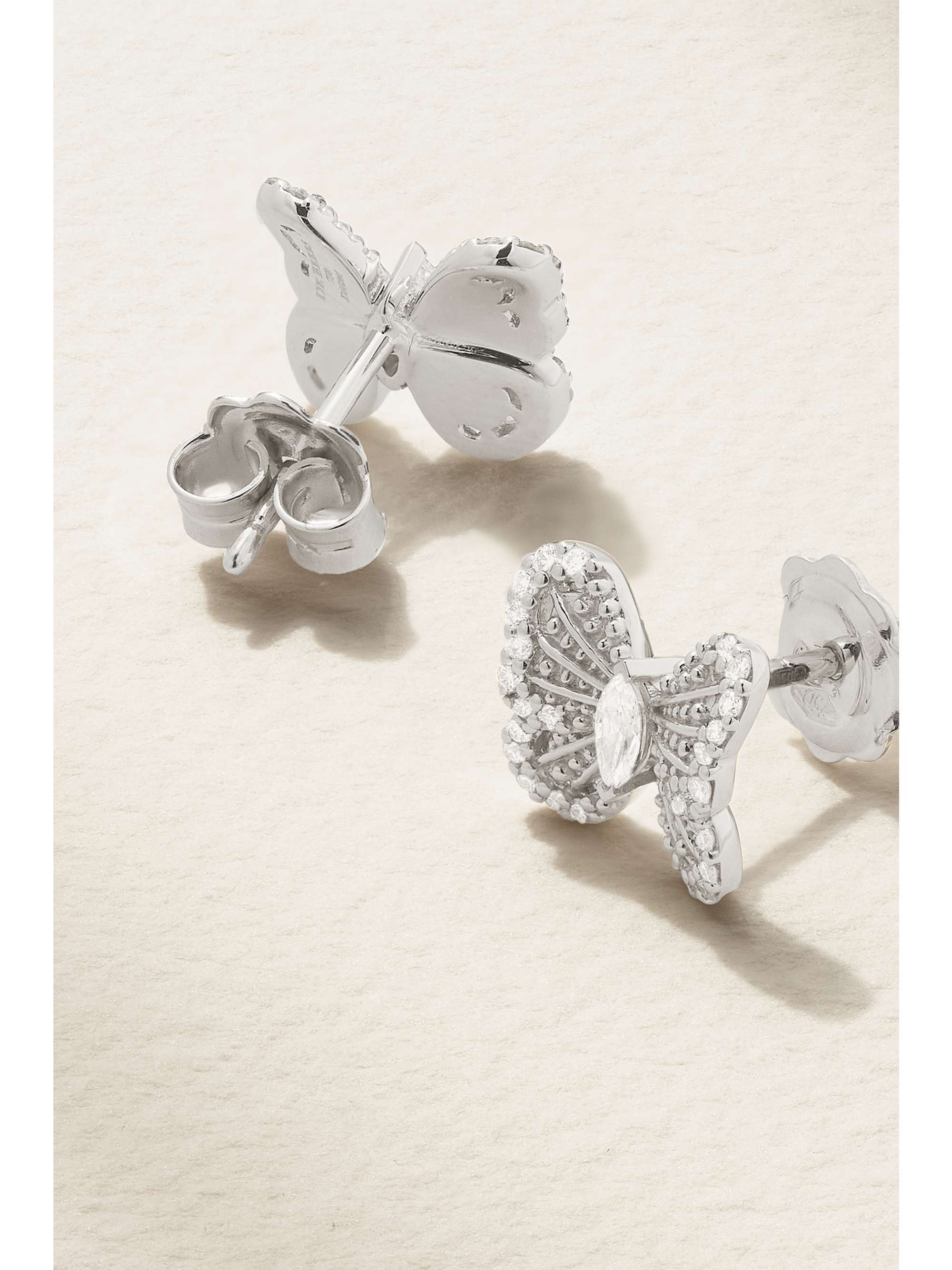 DE BEERS Portraits of Nature Butterfly 18-karat white gold diamond earrings