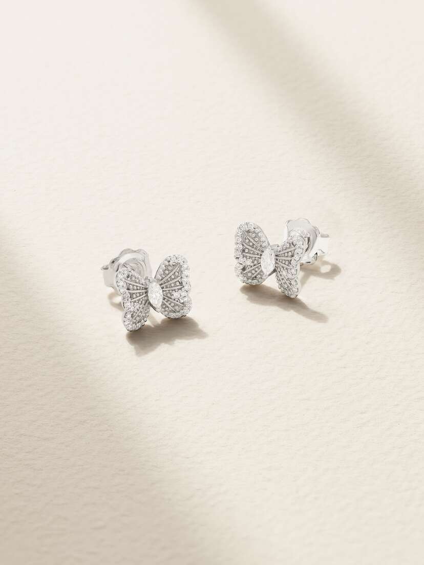 De Beers Portraits Of Nature Butterfly 18-karat White Gold Diamond Earrings