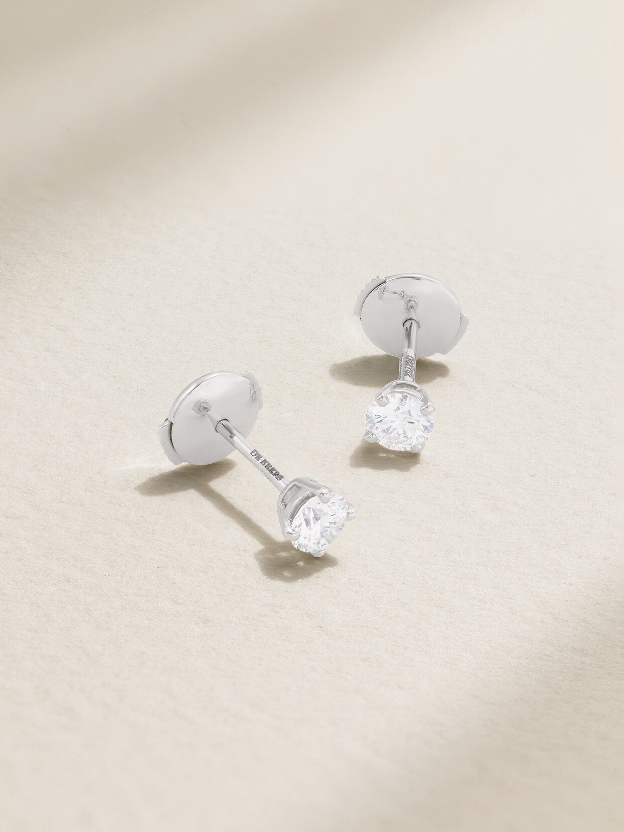 De Beers Db Classic Platinum Diamond Earrings In Gold