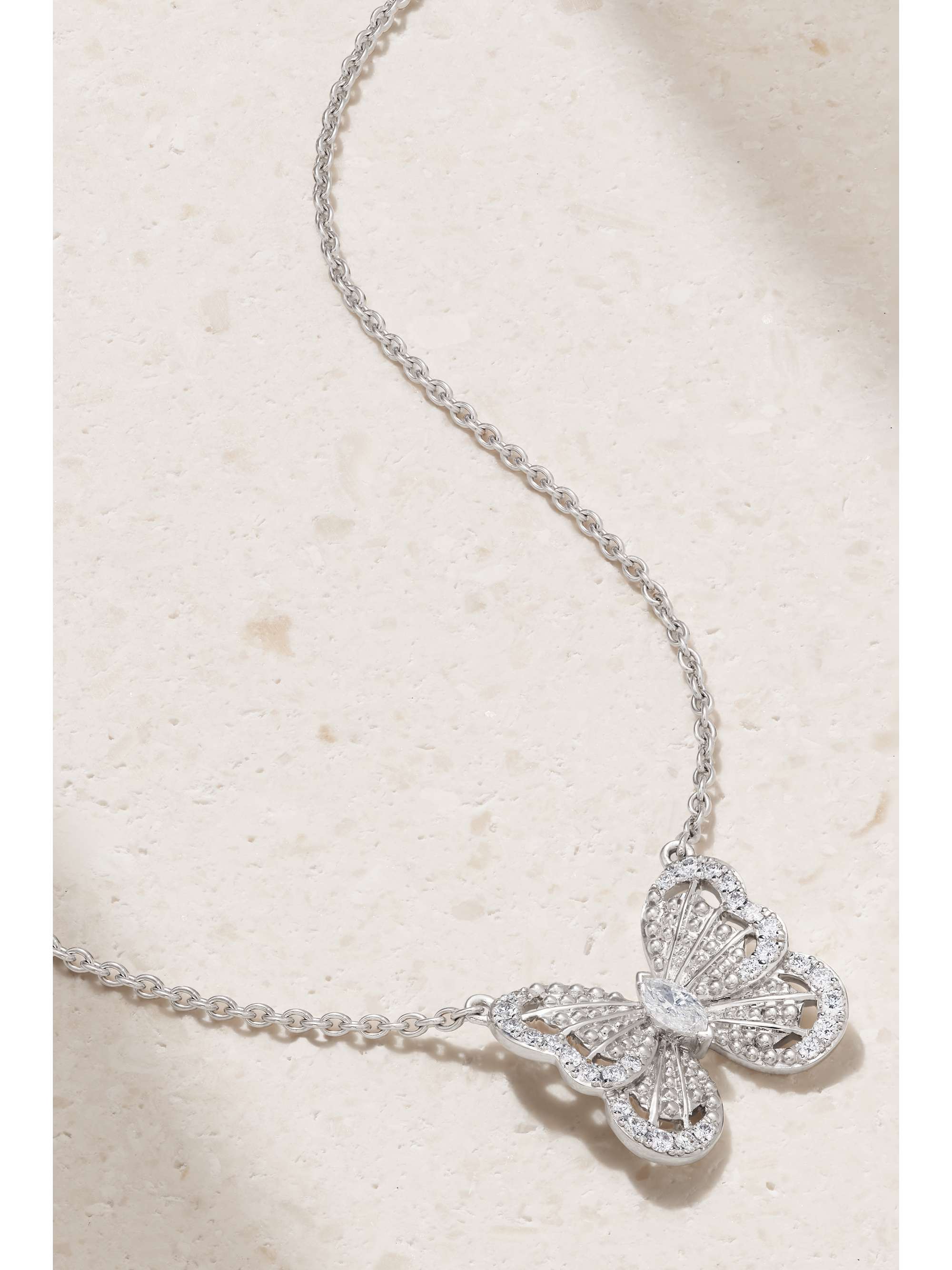 DE BEERS Portraits of Nature Butterfly 18-karat white gold diamond necklace