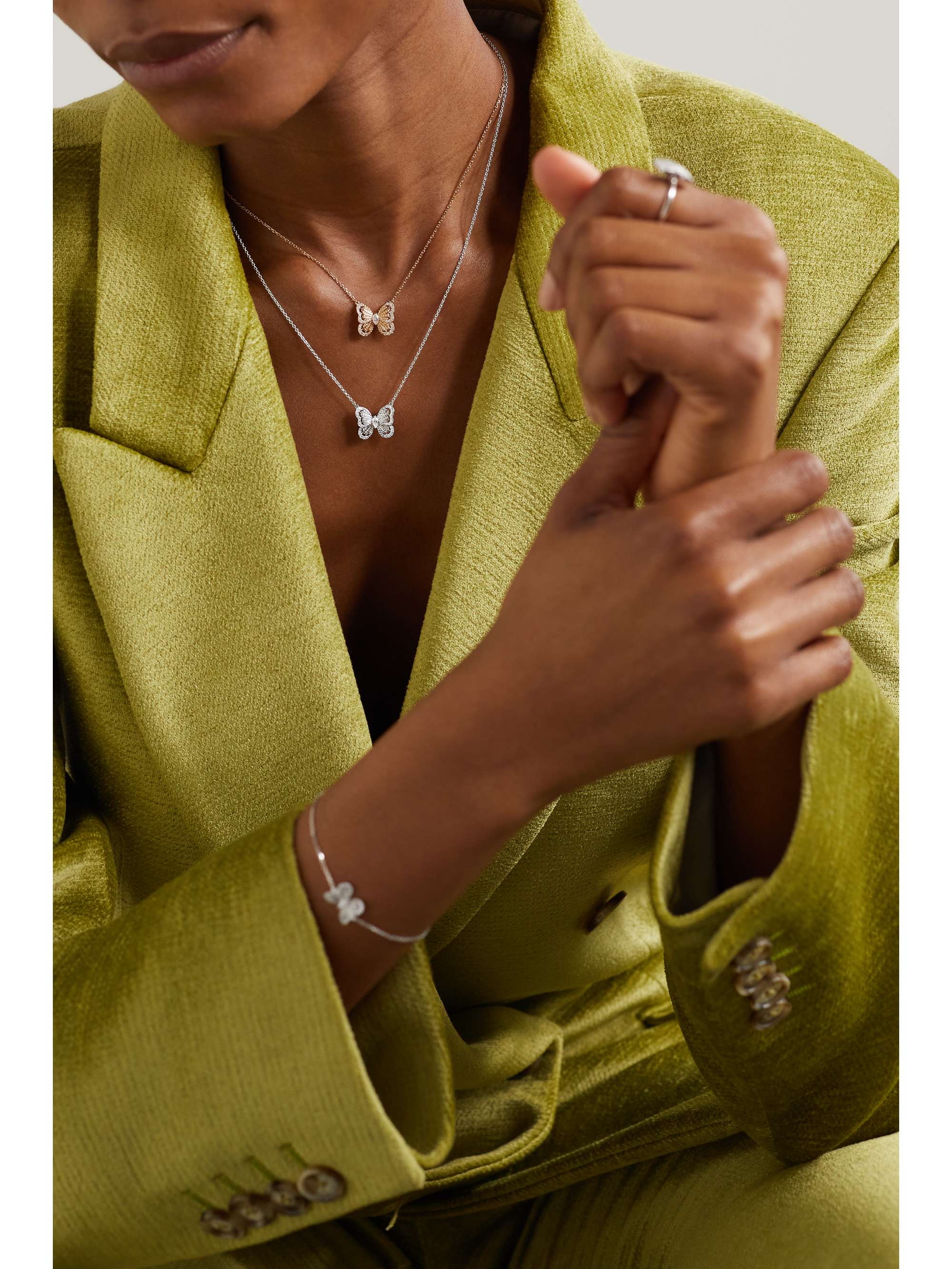 DE BEERS Portraits of Nature Butterfly 18-karat white gold diamond necklace