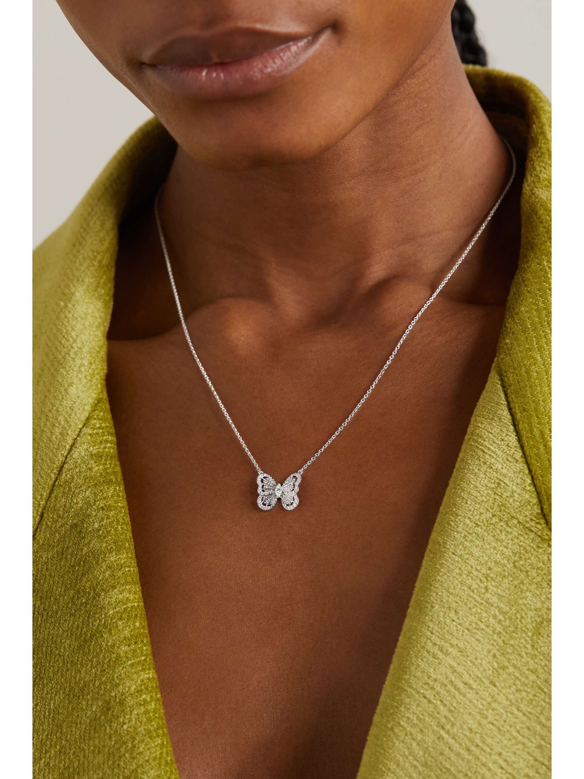 DE BEERS Portraits of Nature Butterfly 18-karat white gold diamond necklace