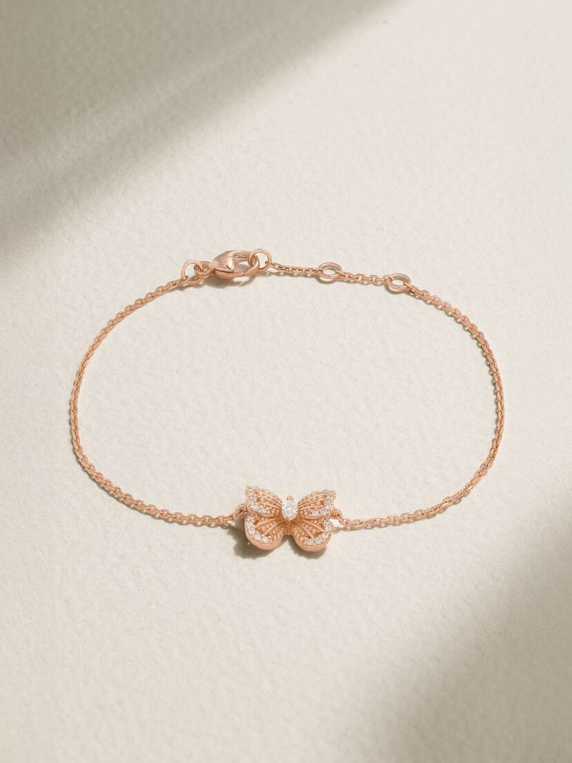 De Beers Portraits Of Nature Butterfly 18-karat Rose Gold Diamond Bracelet