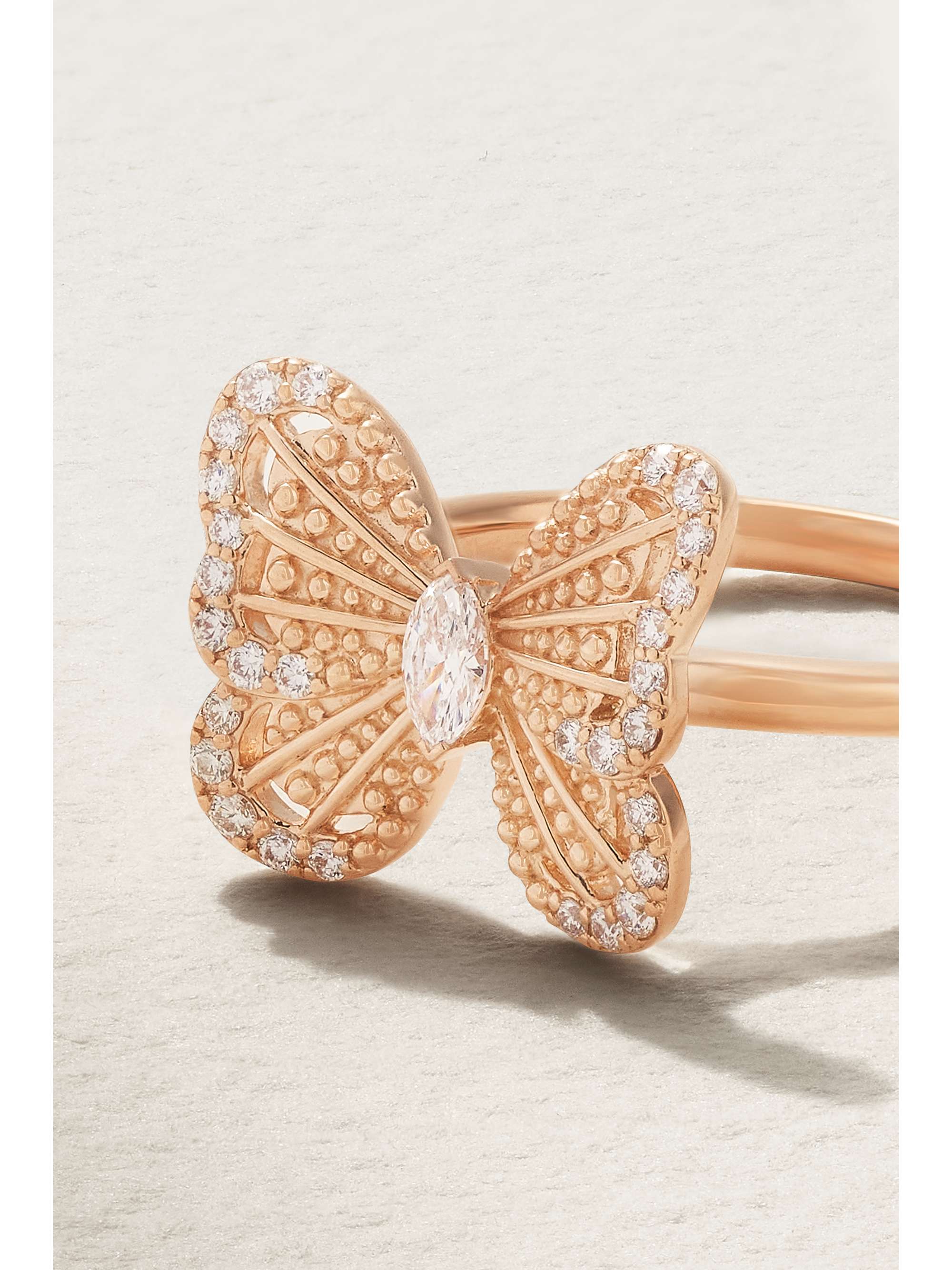 DE BEERS Portraits of Nature Butterfly 18-karat rose gold diamond ring