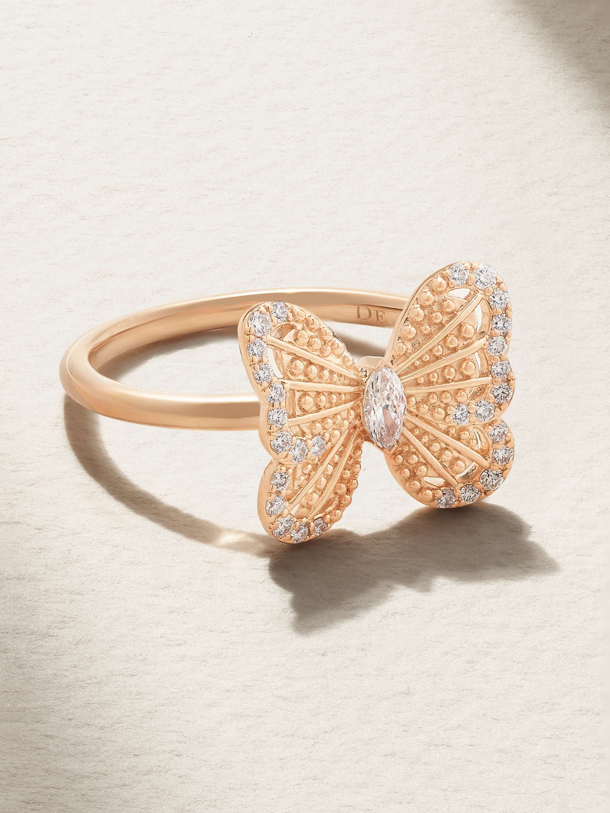 DE BEERS Portraits of Nature Butterfly 18-karat rose gold diamond ring ...