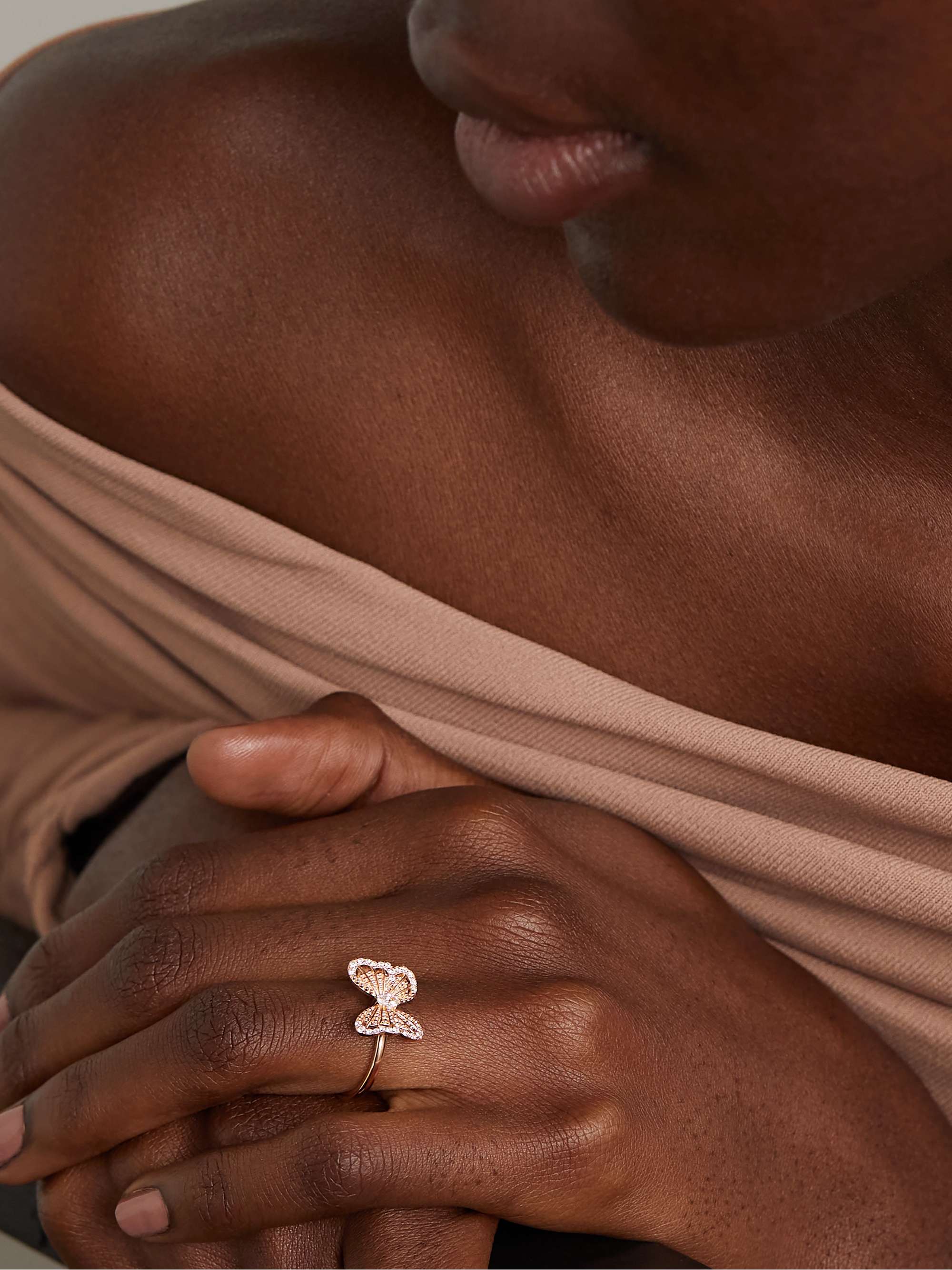 DE BEERS Portraits of Nature Butterfly 18-karat rose gold diamond ring
