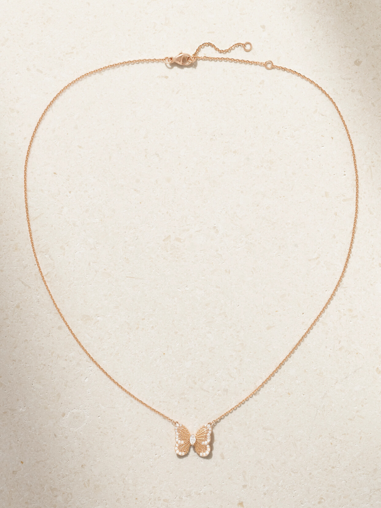 De Beers Portraits Of Nature Butterfly 18-karat Rose Gold Diamond Necklace