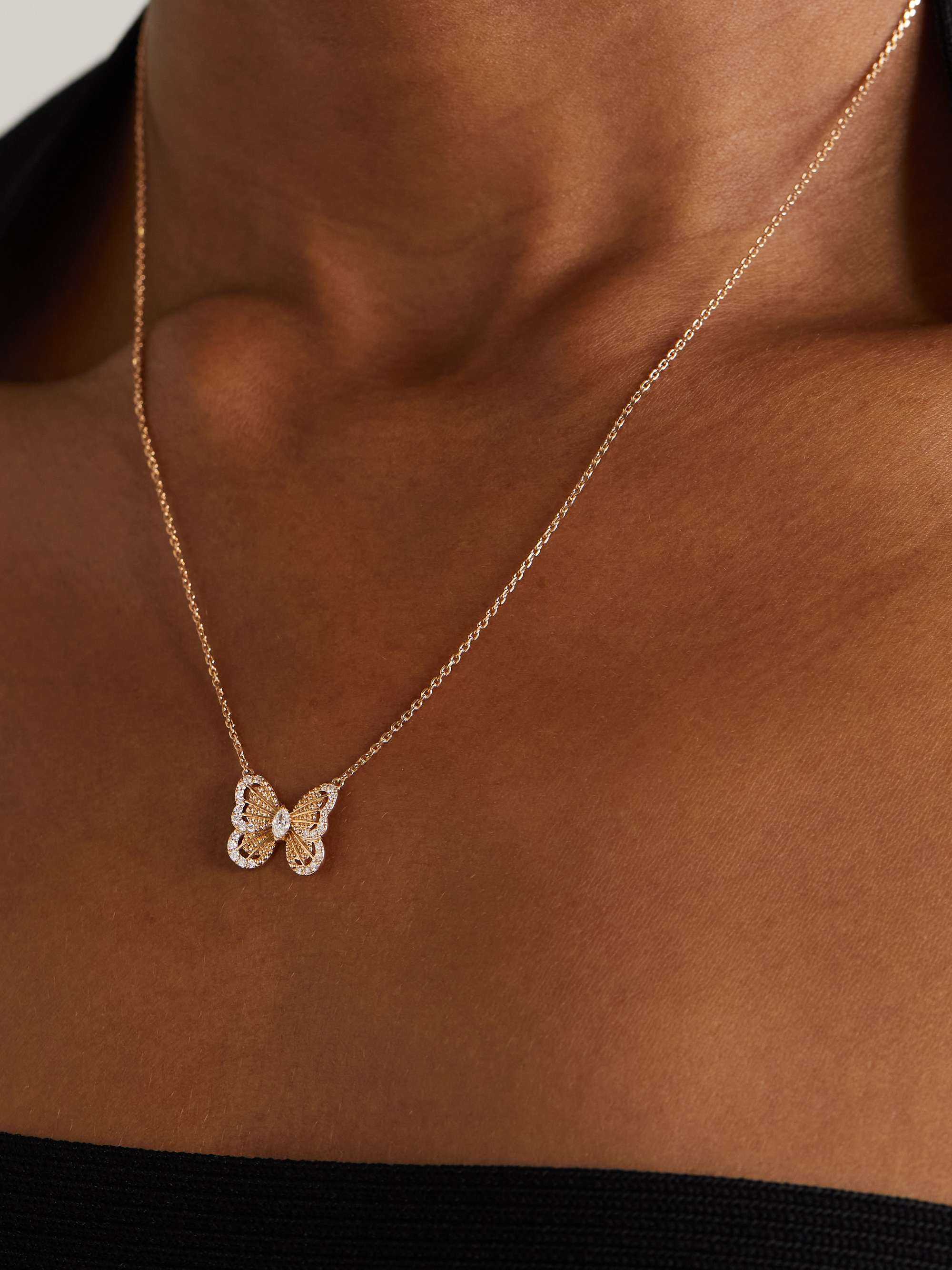 DE BEERS Portraits of Nature Butterfly 18-karat rose gold diamond necklace
