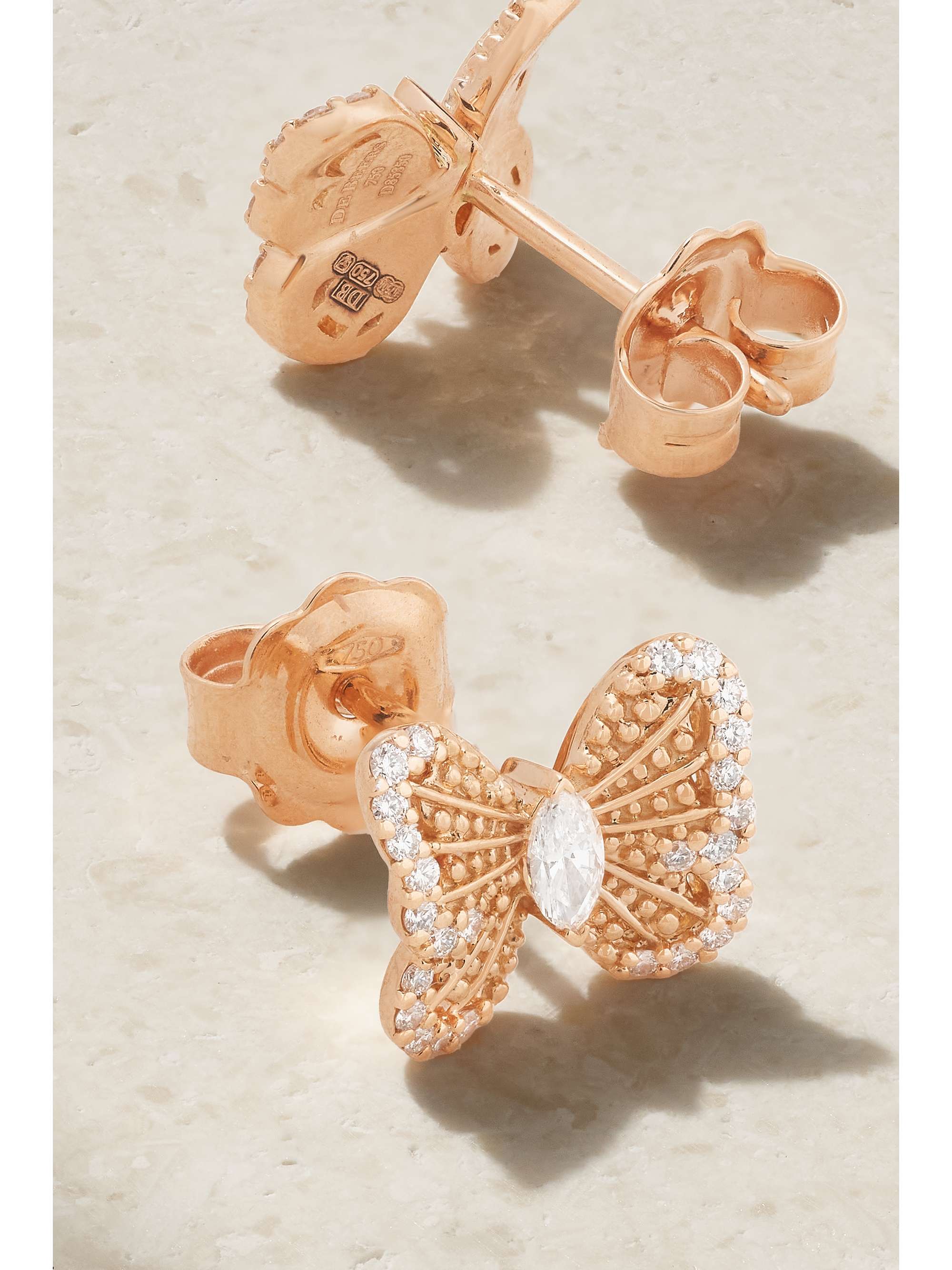 DE BEERS Portraits of Nature Butterfly 18-karat white gold diamond earrings