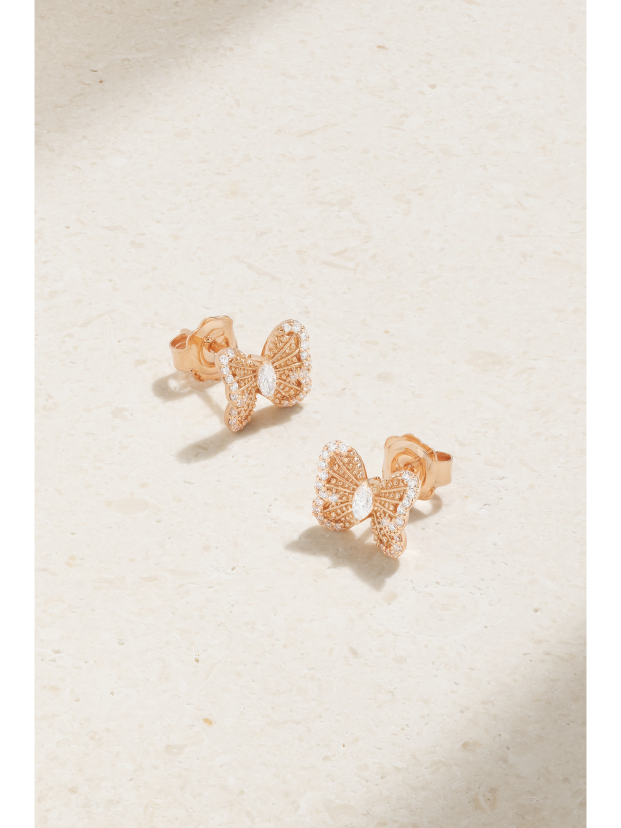 De Beers Portraits Of Nature Butterfly 18-karat Rose Gold Diamond Earrings