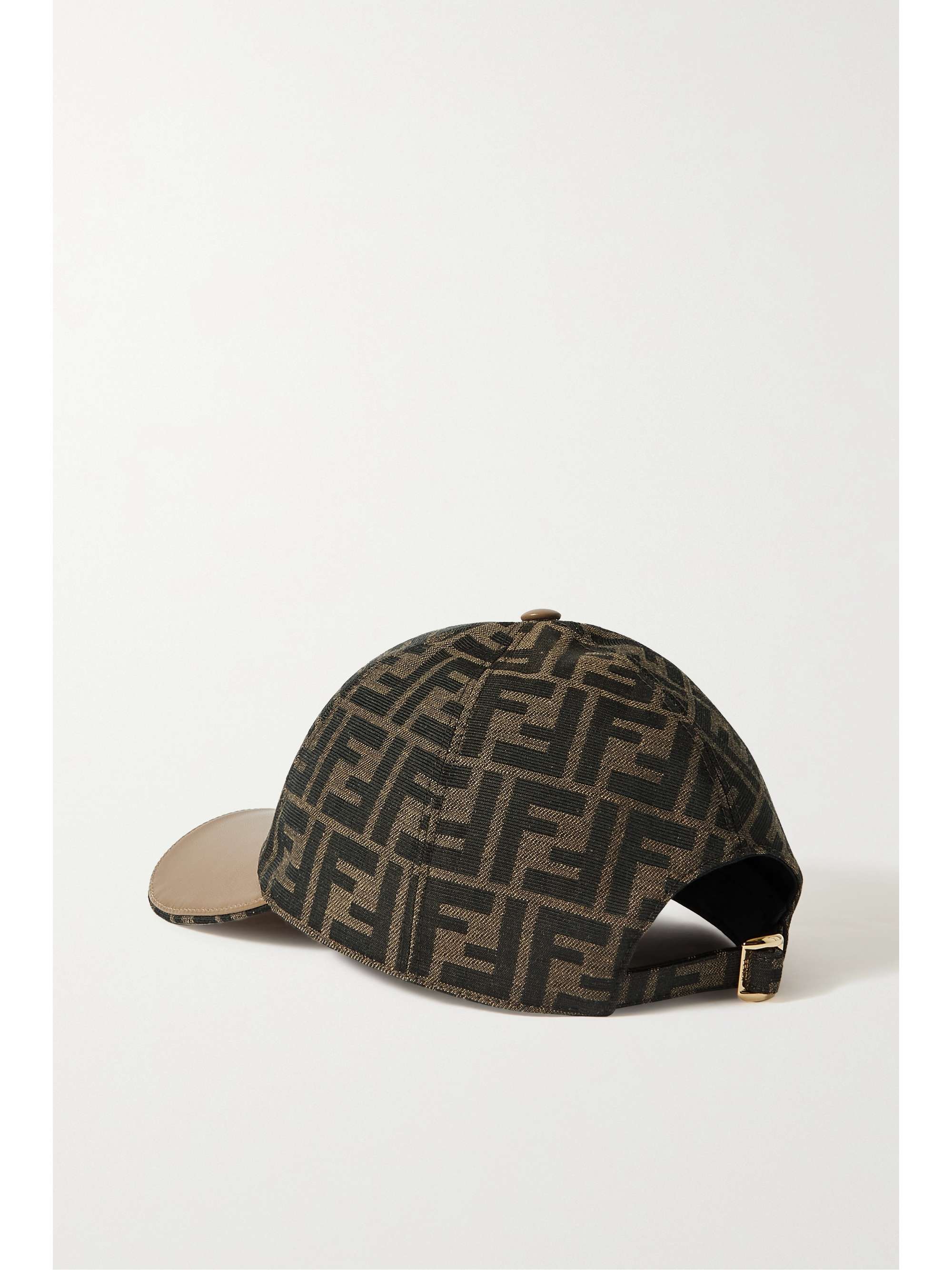 FENDI Leather-trimmed canvas-jacquard baseball cap