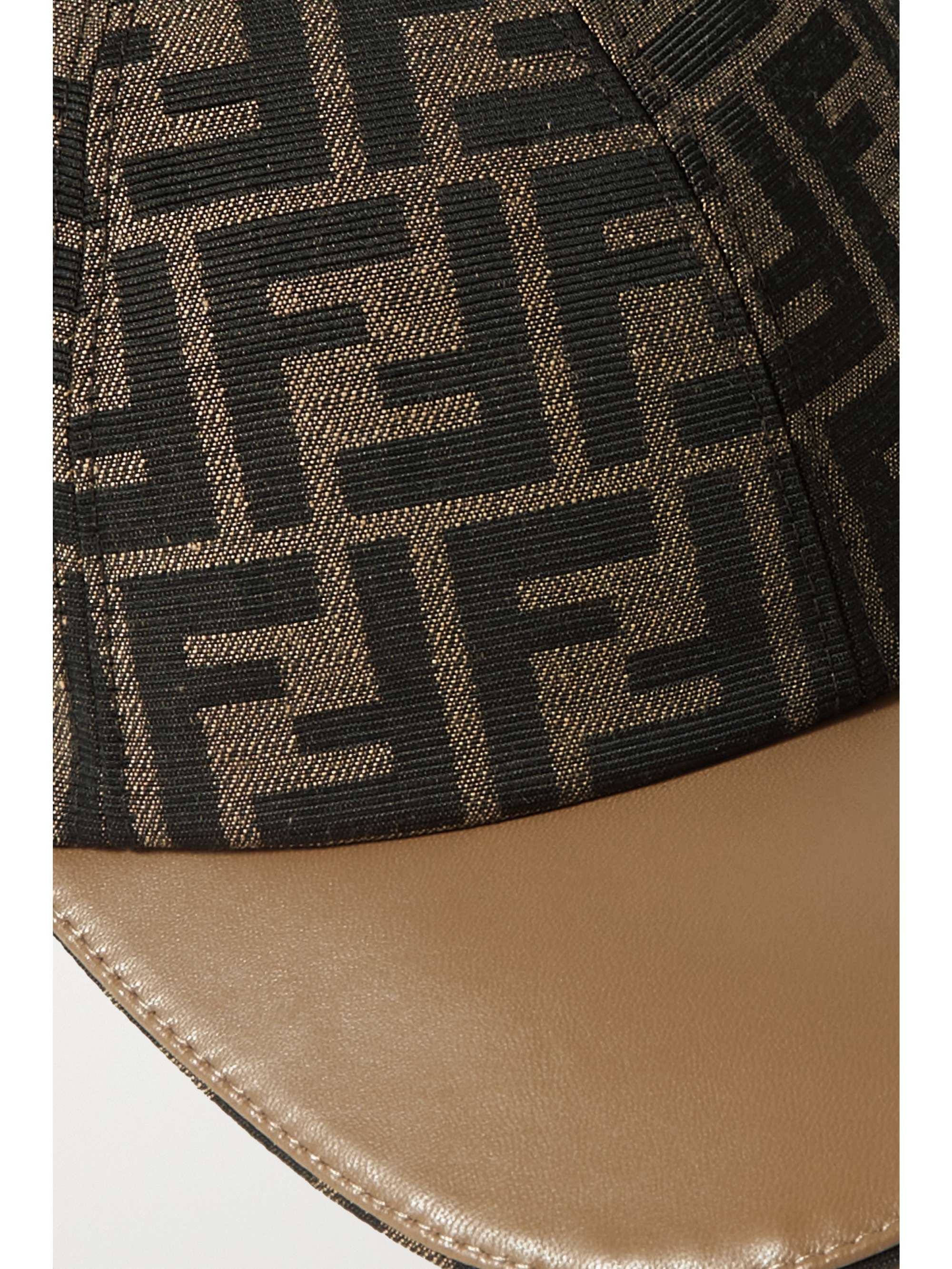 FENDI Leather-trimmed canvas-jacquard baseball cap