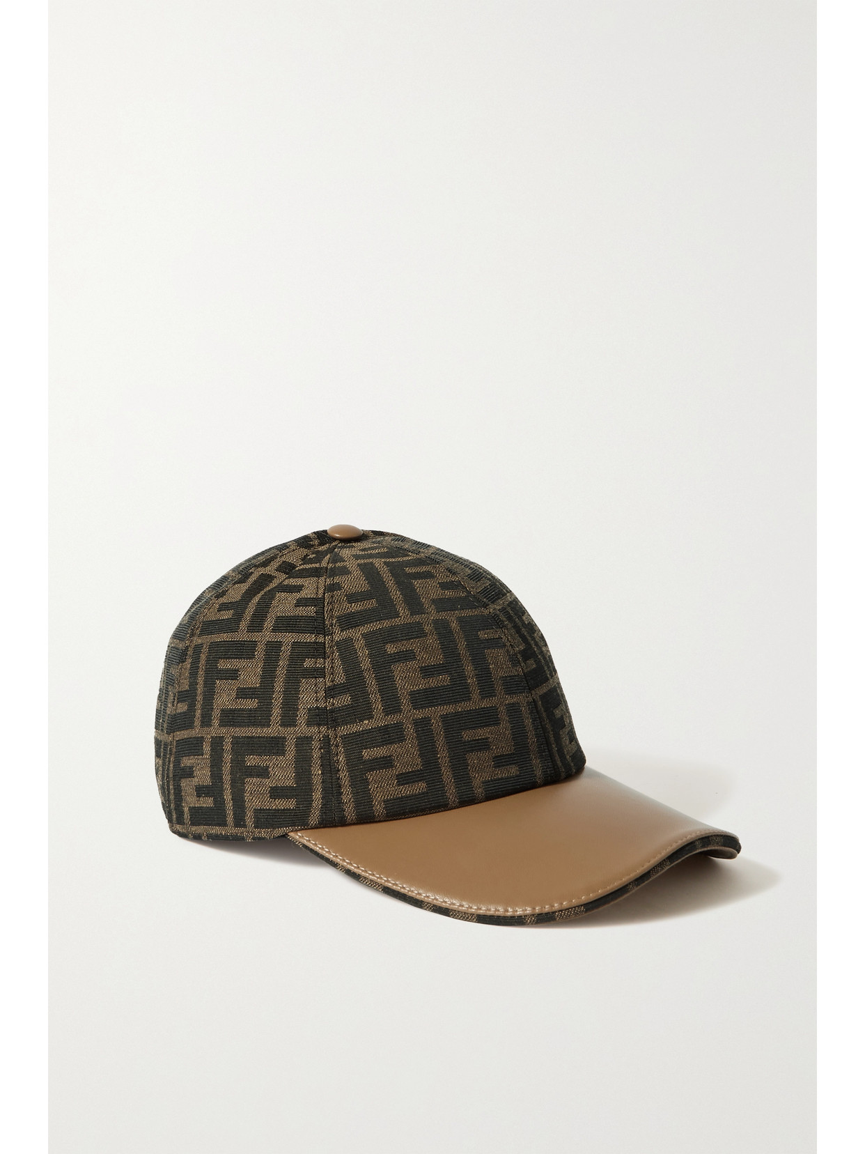 Fendi - Leather-trimmed Canvas-jacquard Baseball Cap - Neutrals