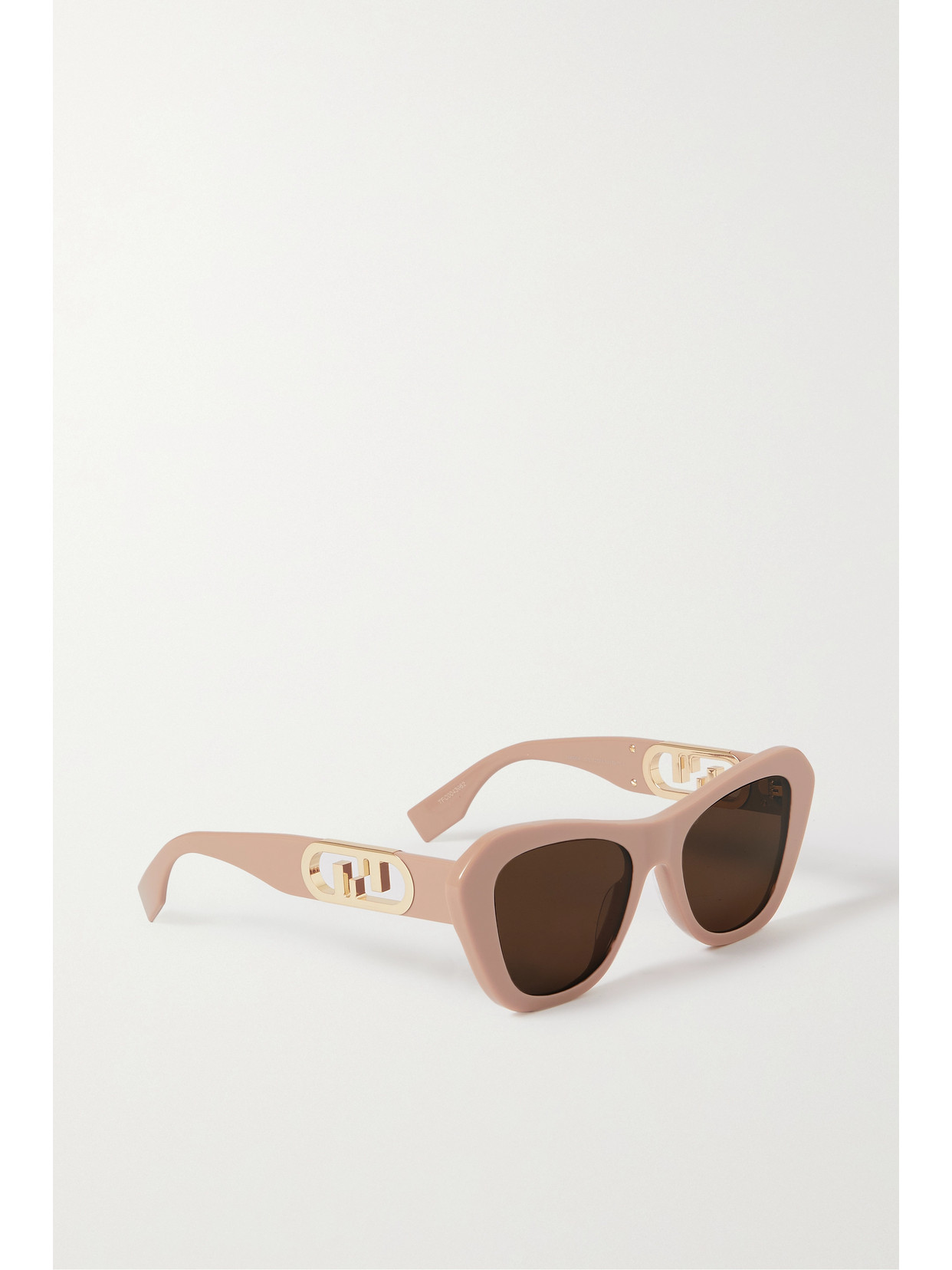 Shop Fendi O'lock Cat-eye Acetate And Gold-tone Sunglasses In Brown