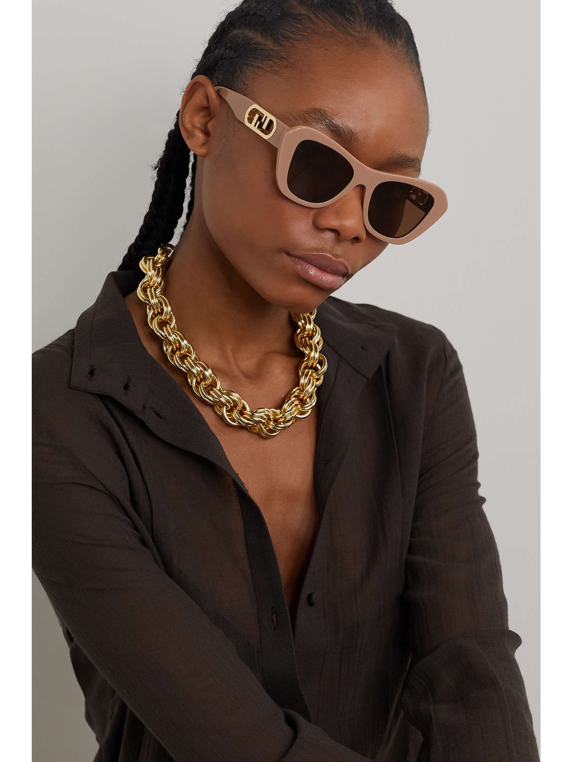 O'Lock cat-eye acetate and gold-tone sunglasses