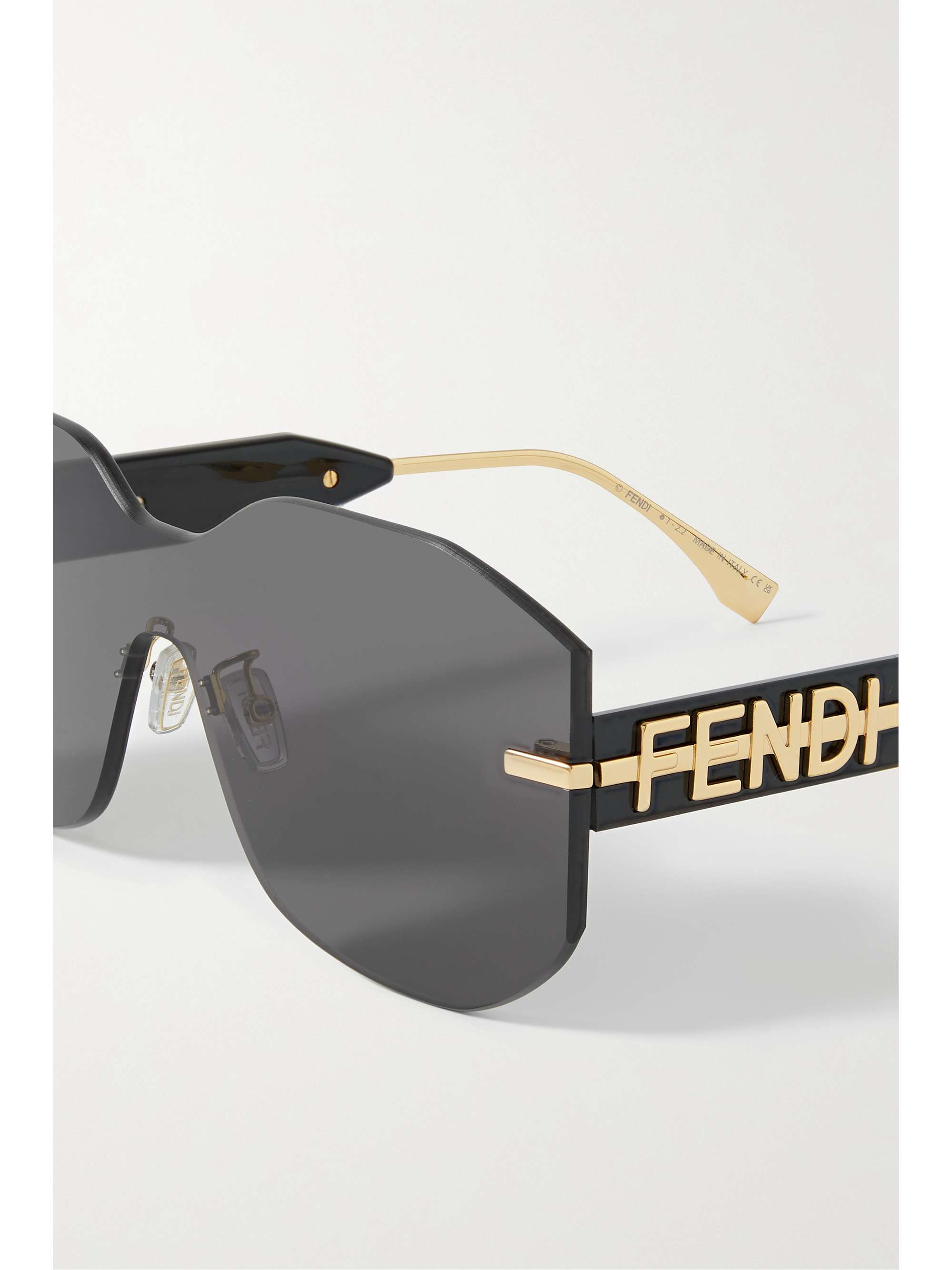 FENDI EYEWEAR Oversized aviator-style acetate and gold-tone sunglasses