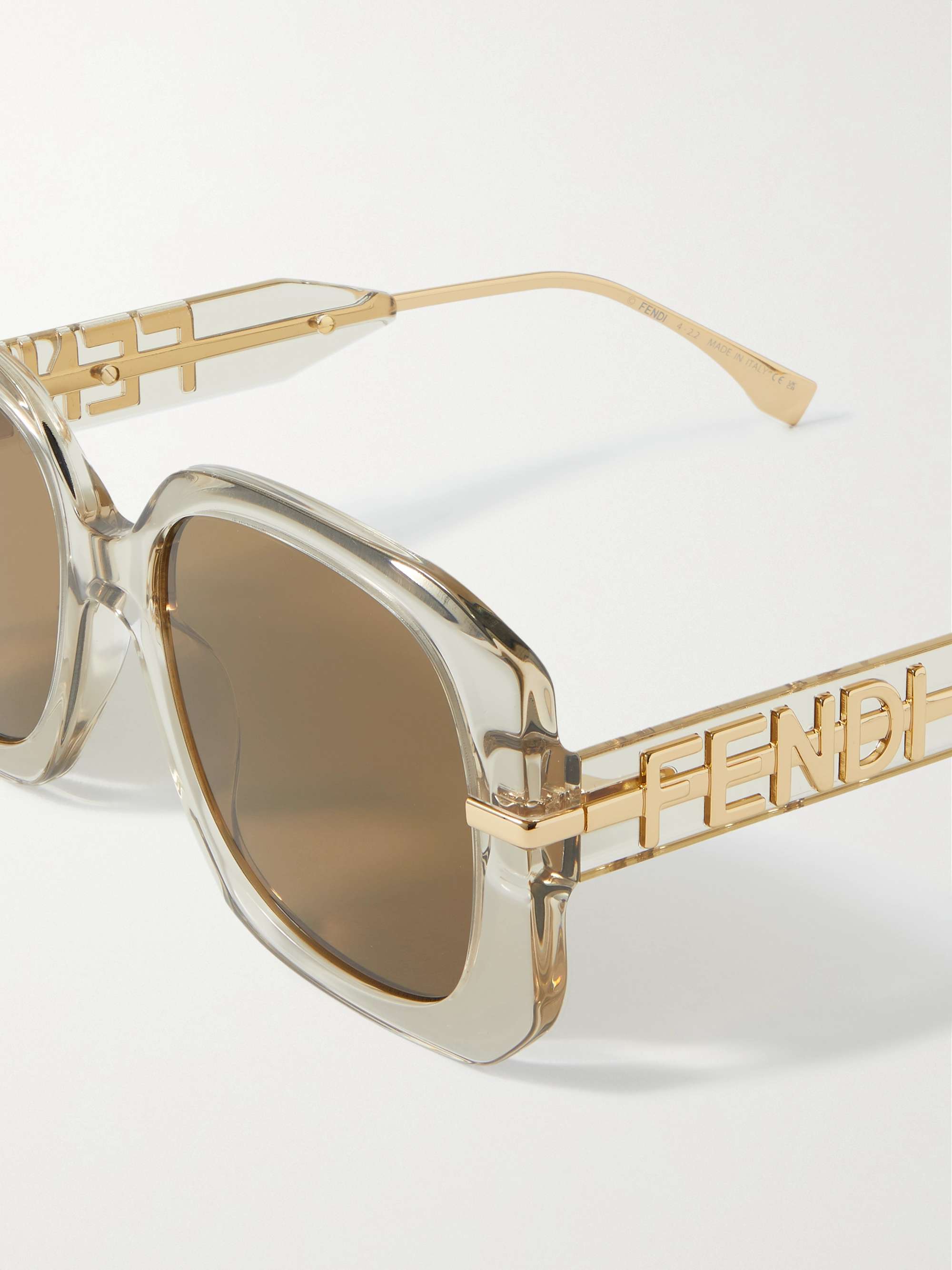 Brown Fendigraphy oversized squareframe acetate and goldtone