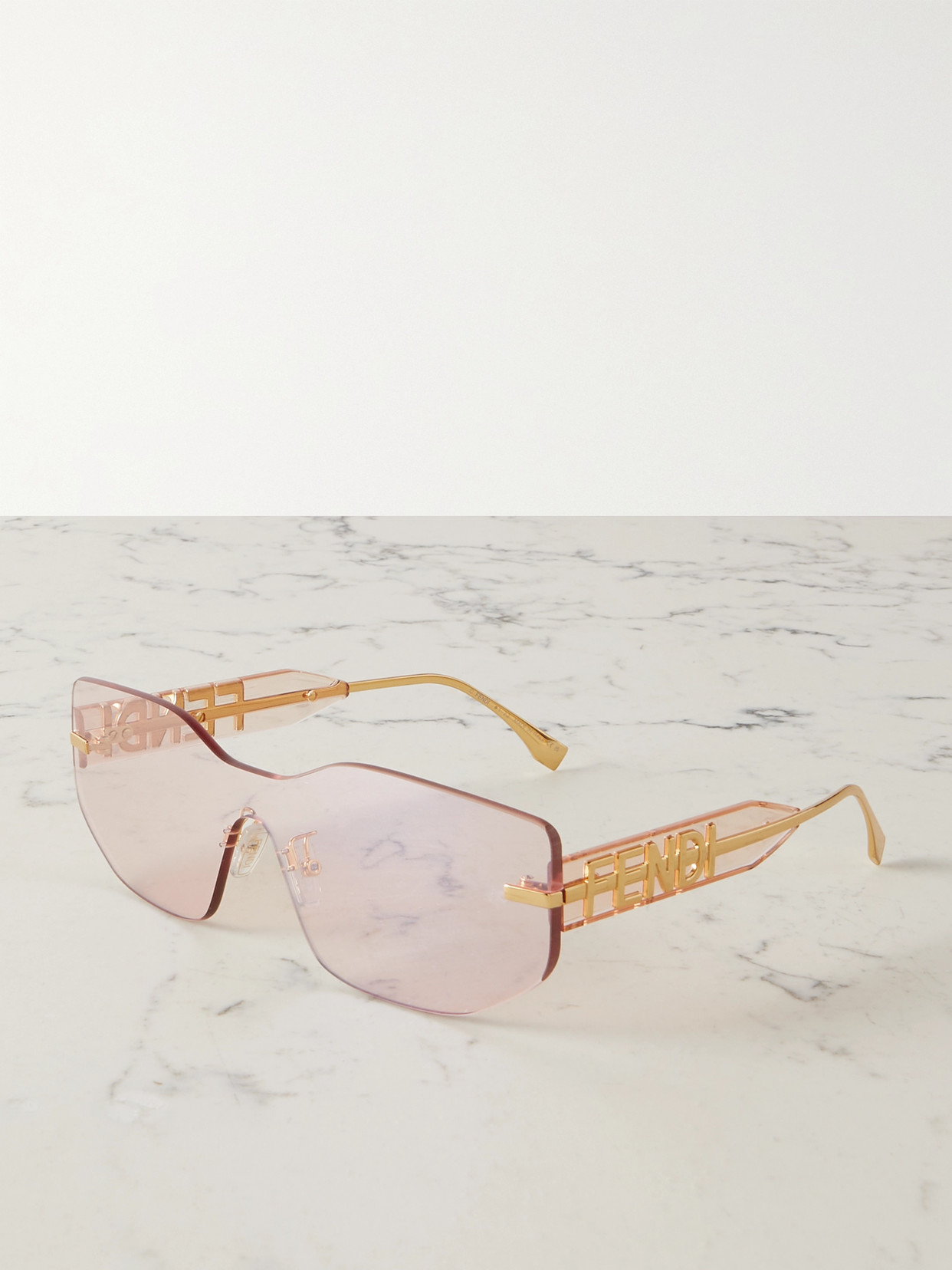 Fendi Graphy Square-frame Frameless Acetate And Gold-tone Sunglasses