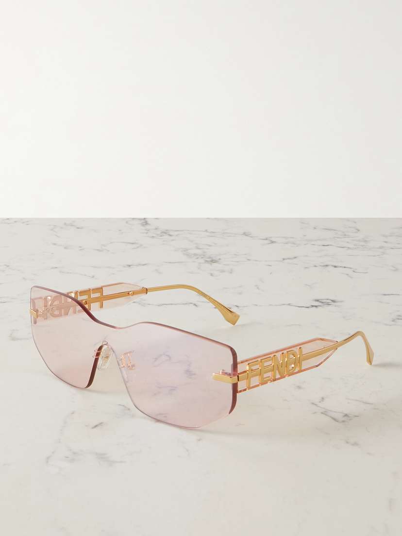 FENDI EYEWEAR Fendigraphy Square-frame Frameless Acetate And Gold-tone Sunglasses