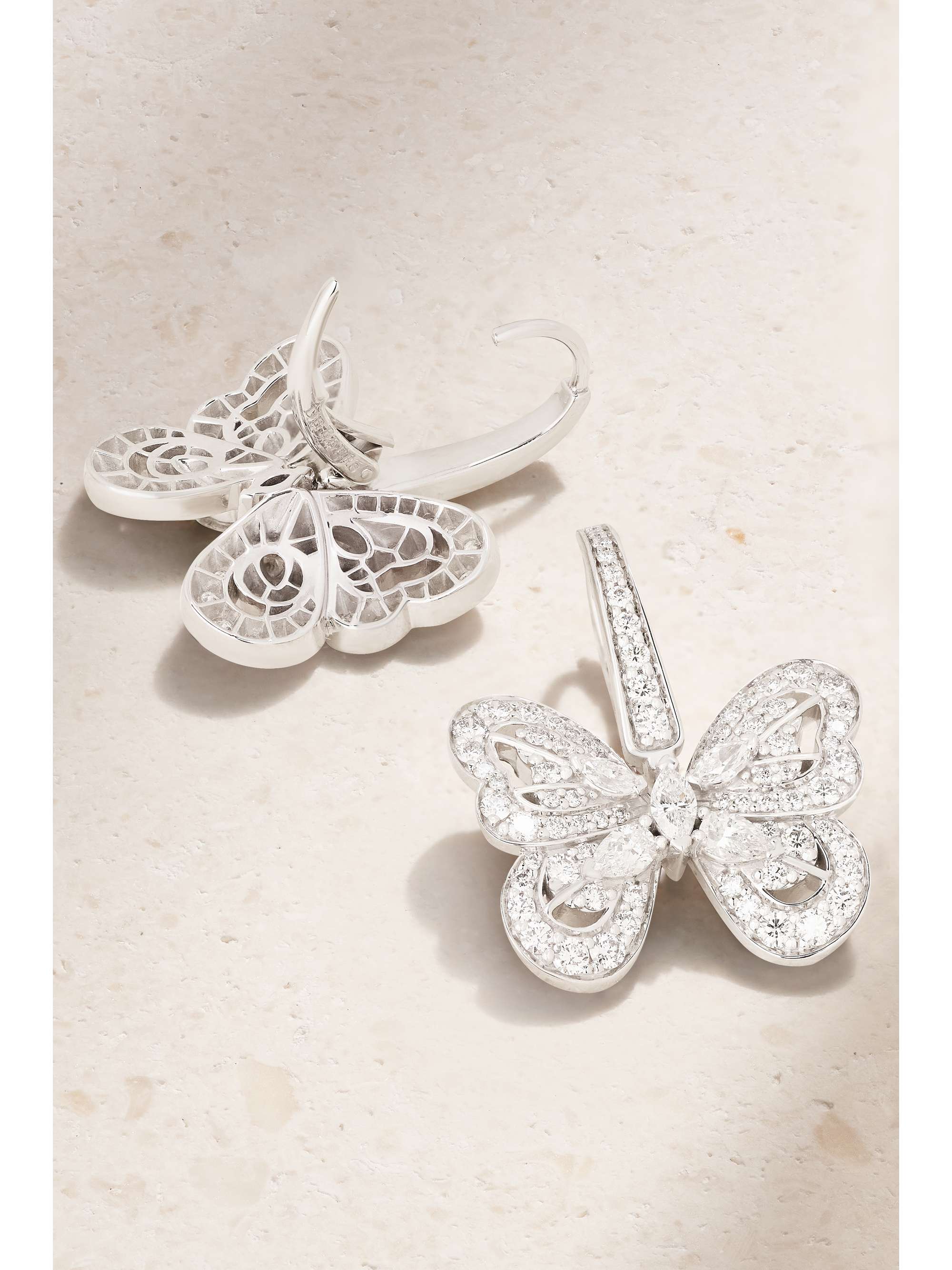 DE BEERS Portraits of Nature Butterfly 18-karat white gold diamond earrings