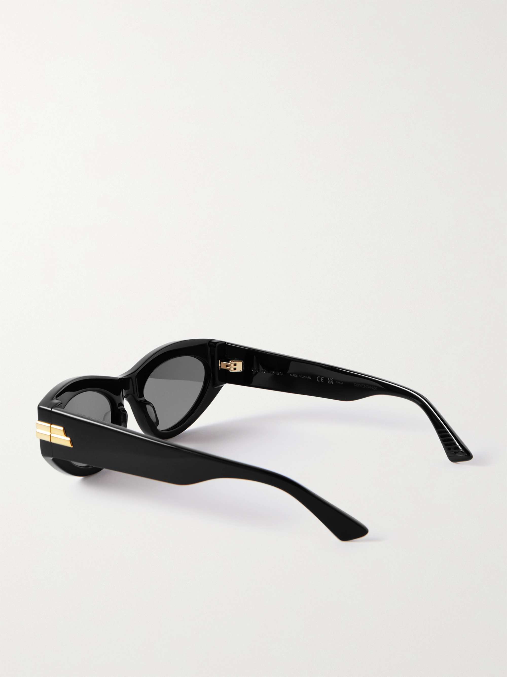 BOTTEGA VENETA EYEWEAR Triangle cat-eye acetate and gold-tone sunglasses