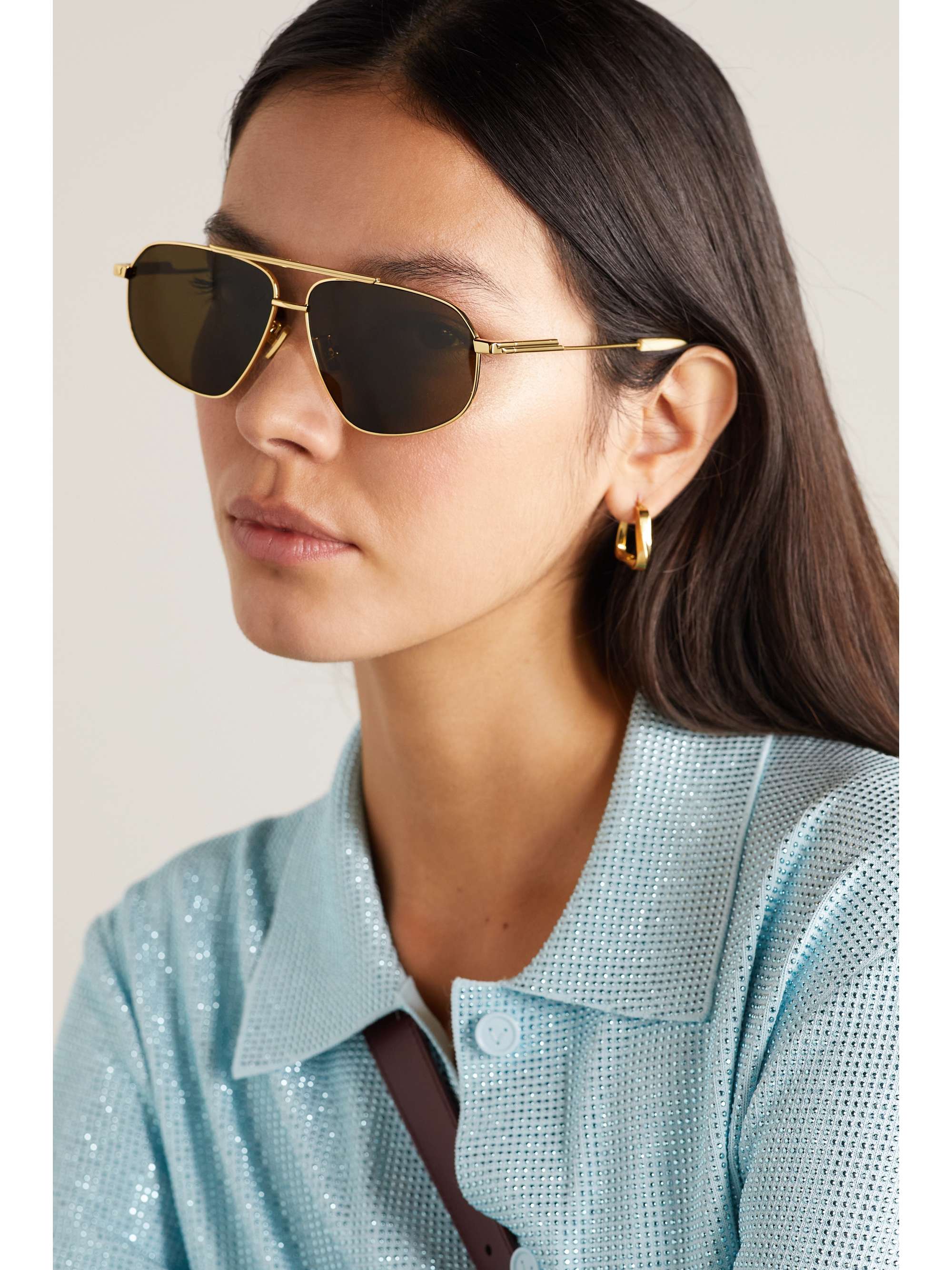 Gold Aviator Style Gold Tone Sunglasses Bottega Veneta Eyewear Net A Porter 