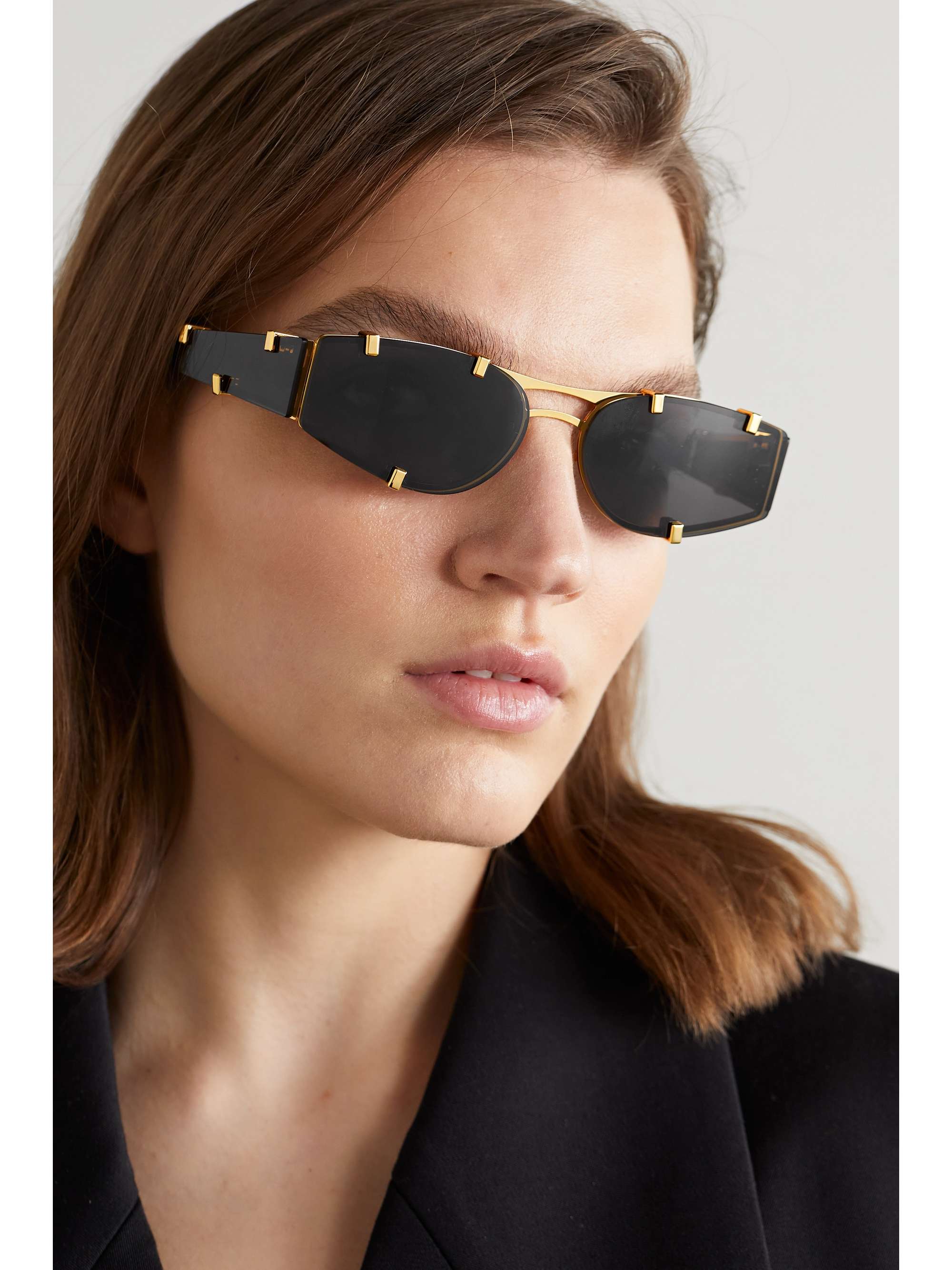 BOTTEGA VENETA EYEWEAR Cat-eye acetate and gold-tone sunglasses