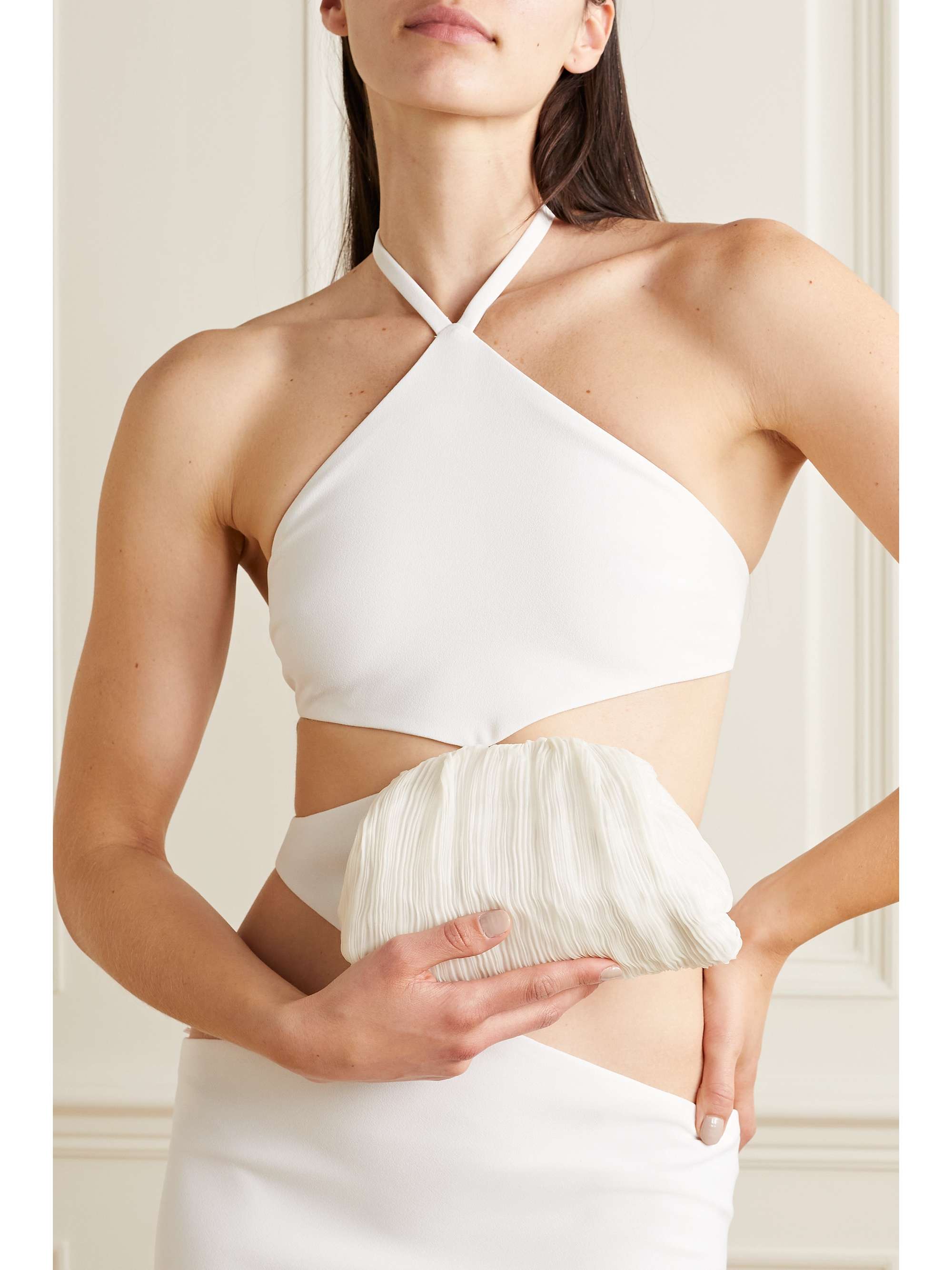 LOEFFLER RANDALL Baily plissé-shantung clutch