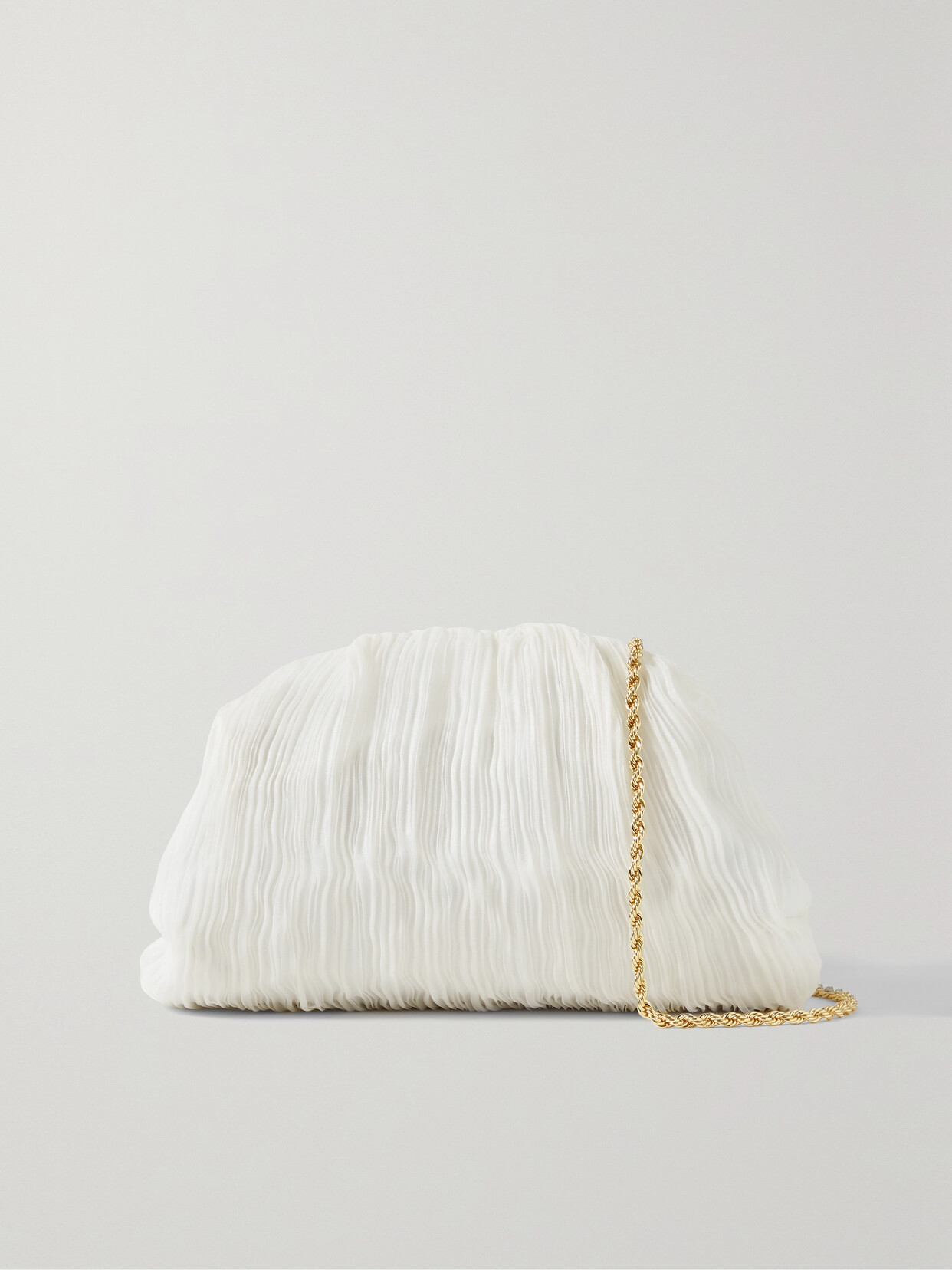 Loeffler Randall - Bailey Plissé-organza Clutch - Off-white